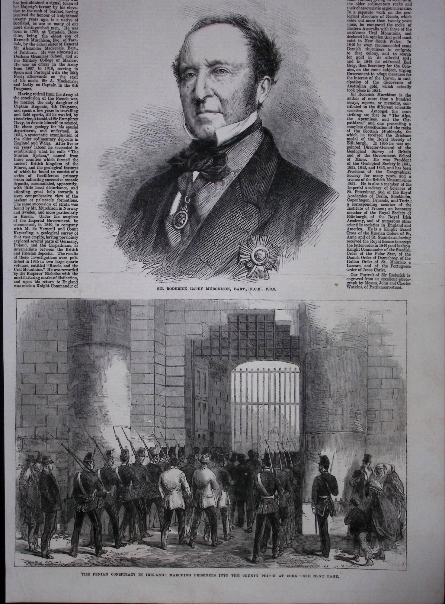 Irish Fenian Prisoners Being Held Cork Prison 1866 Woodcut Engraving. (1 of 1)