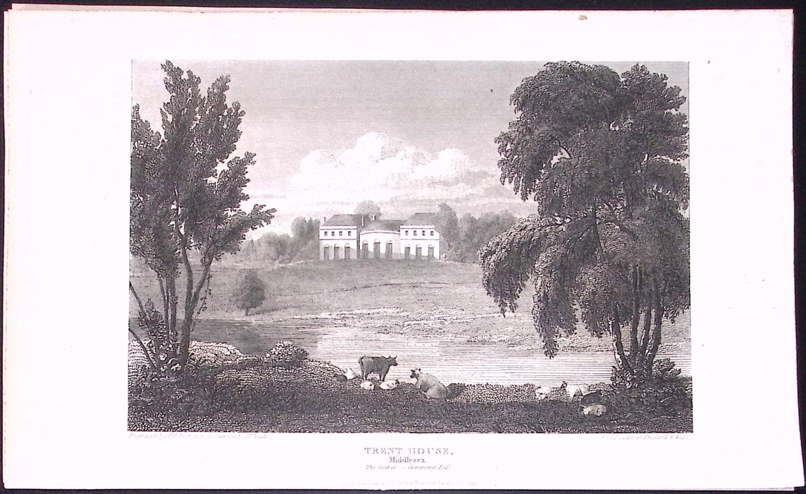 Trent House Middlesex Antique 200 Years-Old Steel-Engraving-245: Title: Trent House Middlesex Antique 200 Years-Old Steel-Engraving-245 Description: This London Georgian Antique Print Was Removed from a First Edition of. The Beauties of England and Wales Antique