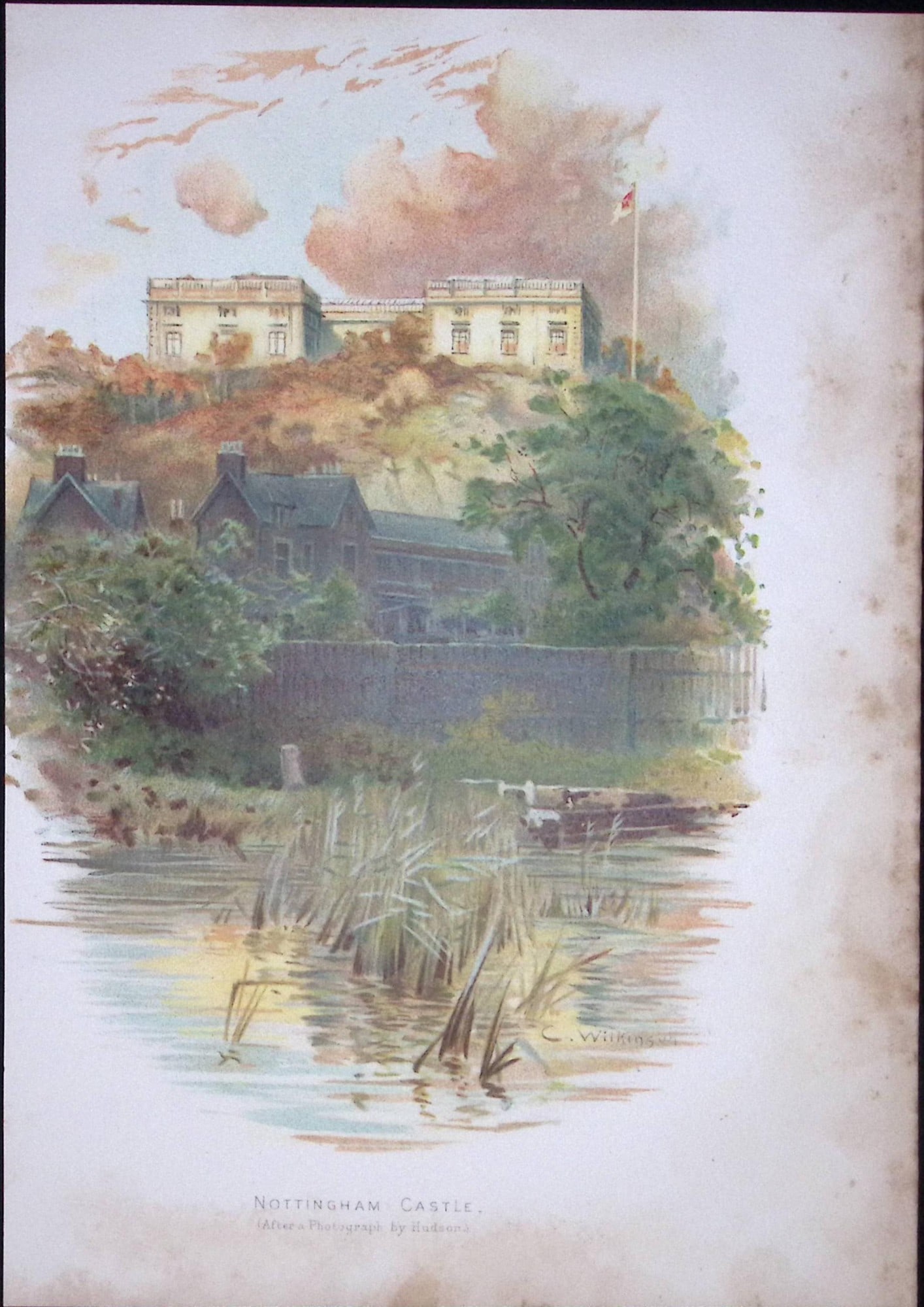 Nottingham Castle Antique Coloured Chromolithograph 13-TR: Title: Nottingham Castle Antique Coloured Chromolithograph 13-TR Description: This Antique Chromolithograph Has Been Removed from an Edition of. Cassells History of England Published by AW