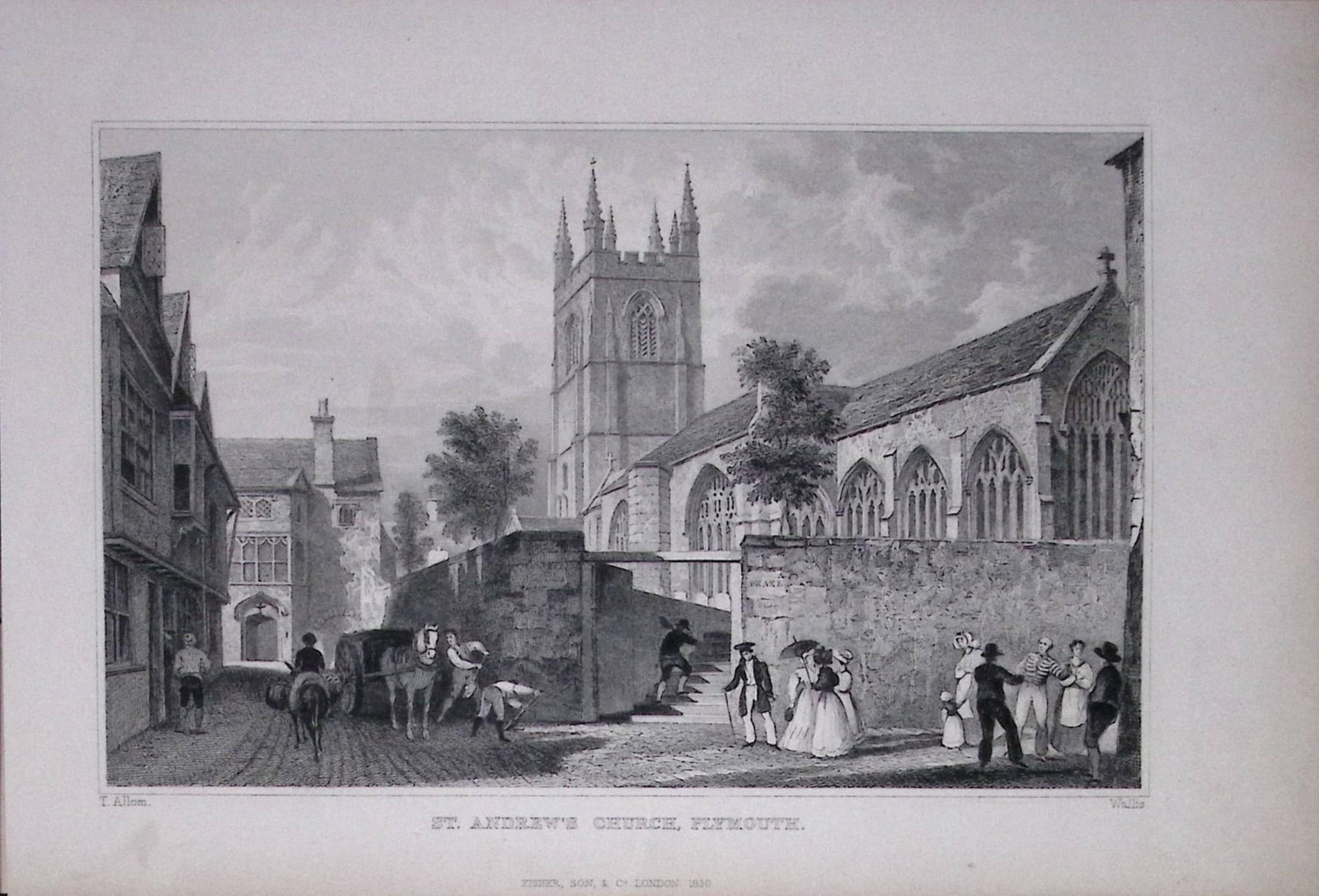 St Andrews Church Plymouth Devonshire Antique 193 Years-Old Steel-Engraving-41: Title: St Andrews Church Plymouth Devonshire Antique 193 Years-Old Steel-Engraving-41 Description: This Antique Steel Engraving Was Removed from a 193-Year-Old Edition of. Devon and Cornwall Il