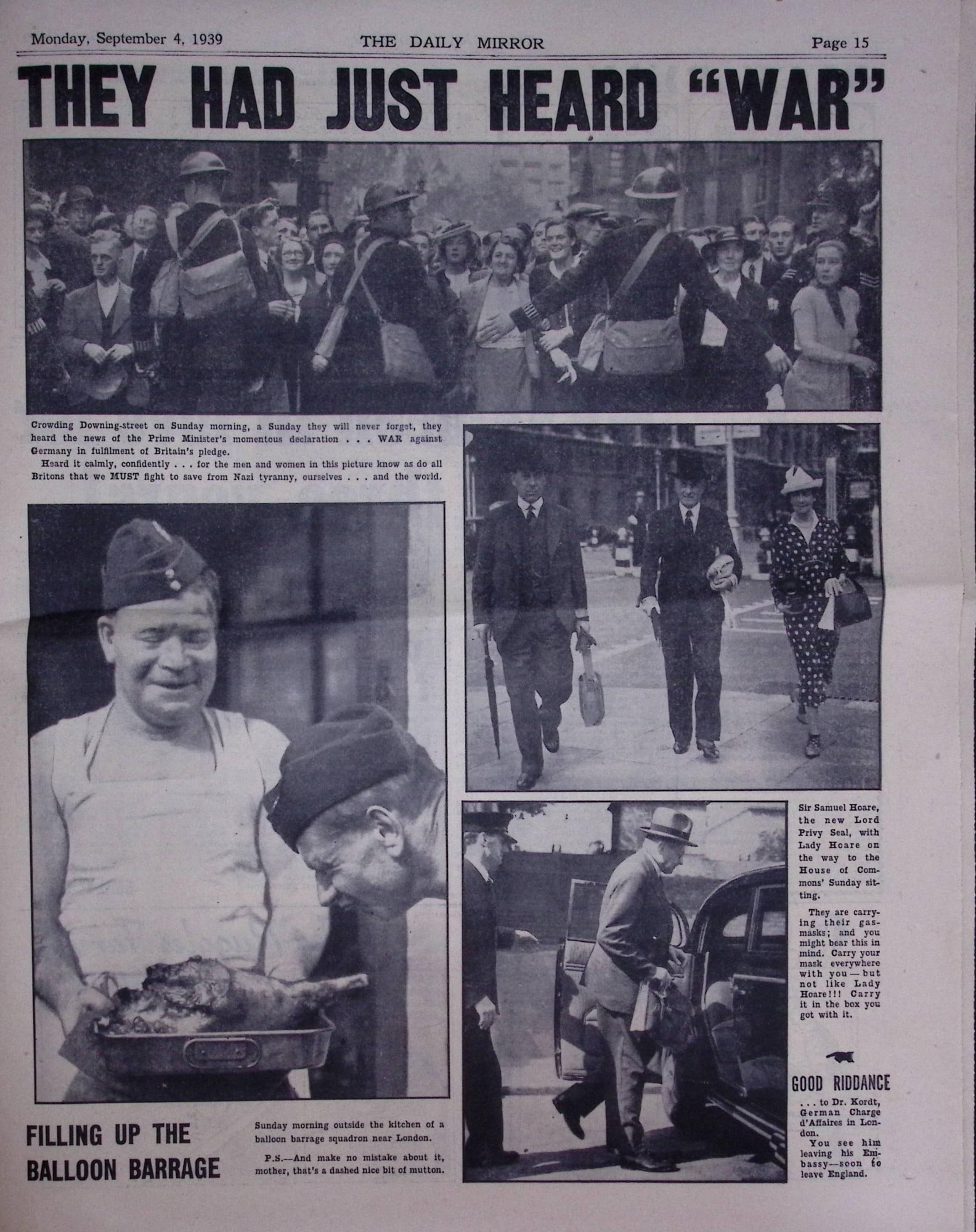 Britain’s First Day of War Kings Speech WW2 Original 1939 Newspaper-13. - 7