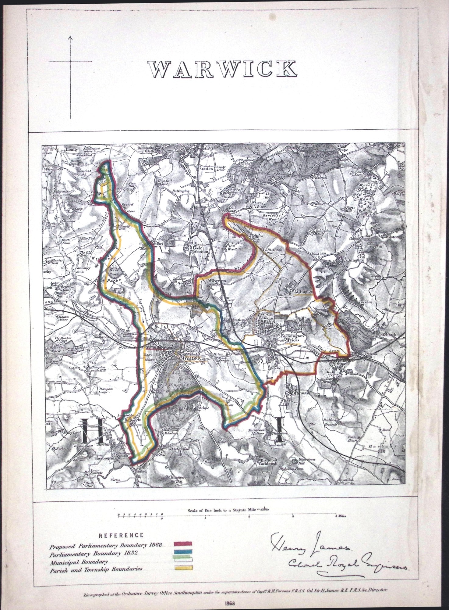 Warwickshire Boundary Commission 157-Year-Old Coloured Antique Map.: Title: Warwickshire Boundary Commission 157-Year-Old Coloured Antique Map. Description: Warwickshire Boundary Commission 157-Year-Old Coloured Antique Map. Original Antique Lithograph Map Taken from