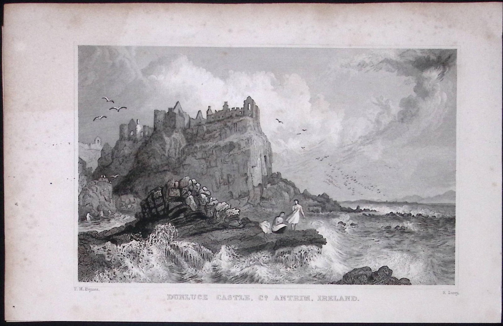 Antrim Ireland Dunluce Castle 194 Years Old Antique Steel Engraving-37: Title: Antrim Ireland Dunluce Castle 194 Years Old Antique Steel Engraving-37 Description: This Plate Was Removed from an Edition of Ireland Illustrated, from Original Drawings These 194-Year-Old