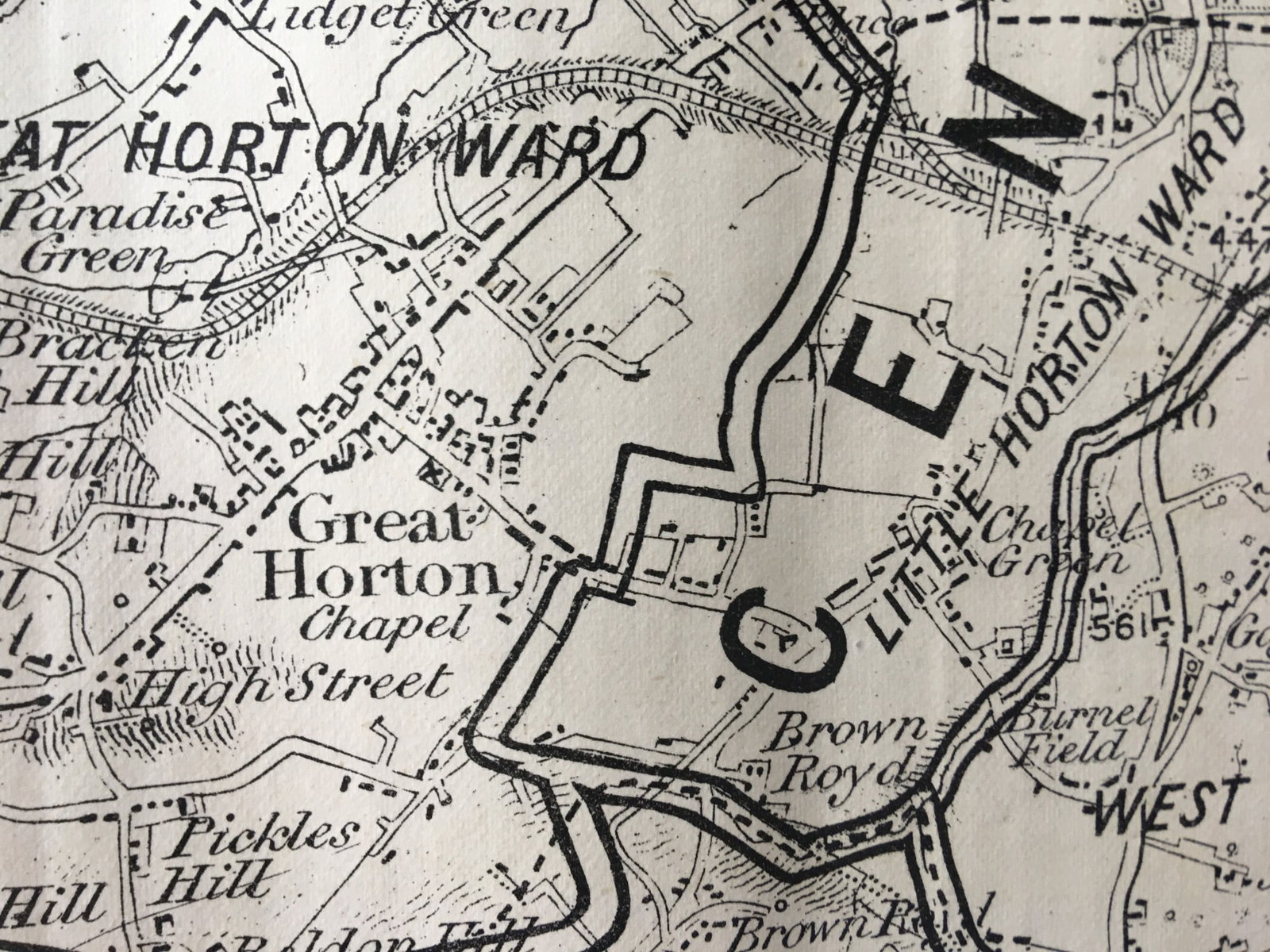 Antique 139 Years-Old Scarce Map City of Bradford 1885 Boundary Changes. - 5