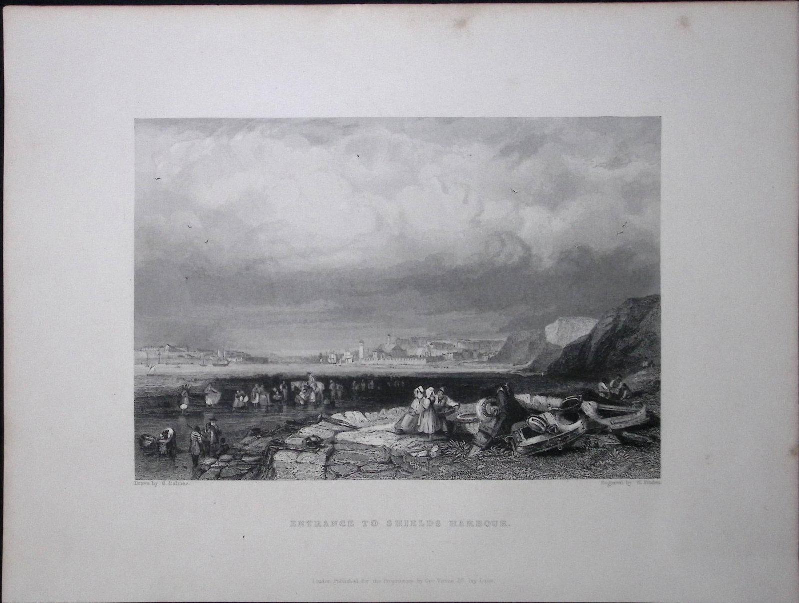 Shields Harbour Entrance WH Bartlett 183 Years-Old Antique Steel Engraving-48: Title: Shields Harbour Entrance WH Bartlett 183 Years-Old Antique Steel Engraving-48 Description: This Steel Engraved Print Has Been Removed from an Antique 1842 Edition of. Finden’s The Ports,
