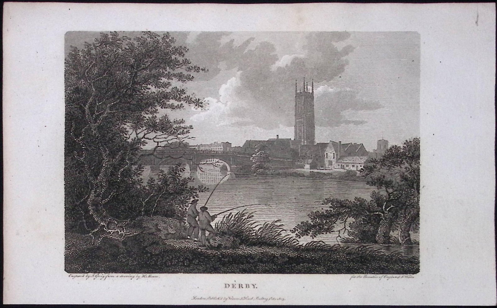 View of Derby Peak District Antique 223 Years-Old Georgian Steel-Engraving-290: Title: View of Derby Peak District Antique 223 Years-Old Georgian Steel-Engraving-290 Description: This Derbyshire Georgian Antique Print Was Removed from a First Edition of. The Beauties of En