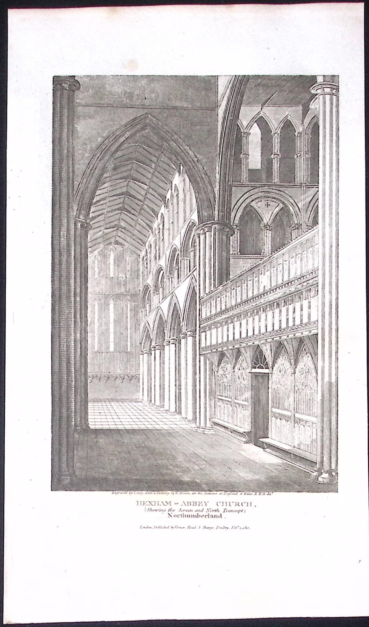 Northumberland Hexham Abbey Church Antique 223 Years-Old Steel-Engraving-139: Title: Northumberland Hexham Abbey Church Antique 223 Years-Old Steel-Engraving-139 Description: The Beauties of England and Wales Antique 24 Volume Set. Published in 1802 During the Reign of K