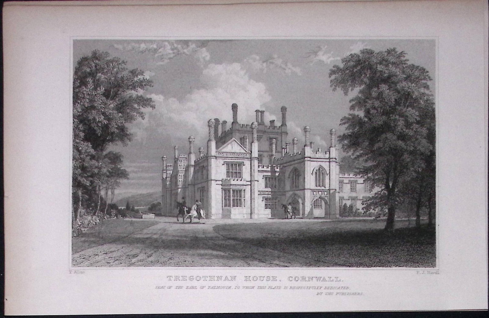 Cornwall Truro Tregothnan House Antique 193 Years-Old Steel-Engraving-3: Title: Cornwall Truro Tregothnan House Antique 193 Years-Old Steel-Engraving-3 Description: This Antique Steel Engraving Was Removed from a 193-Year-Old Edition of. Devon and Cornwall Illustrated in