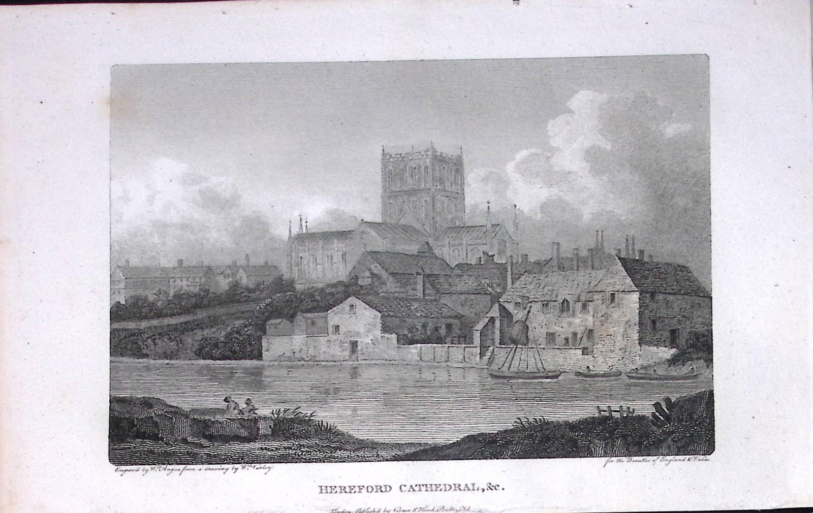 Hereford Cathedral Antique 220 Years-Old Georgian Steel-Engraving-216: Title: Hereford Cathedral Antique 220 Years-Old Georgian Steel-Engraving-216 Description: Hereford Cathedral Antique 220 Years-Old Georgian Steel-Engraving-216 The Beauties of England and Wales