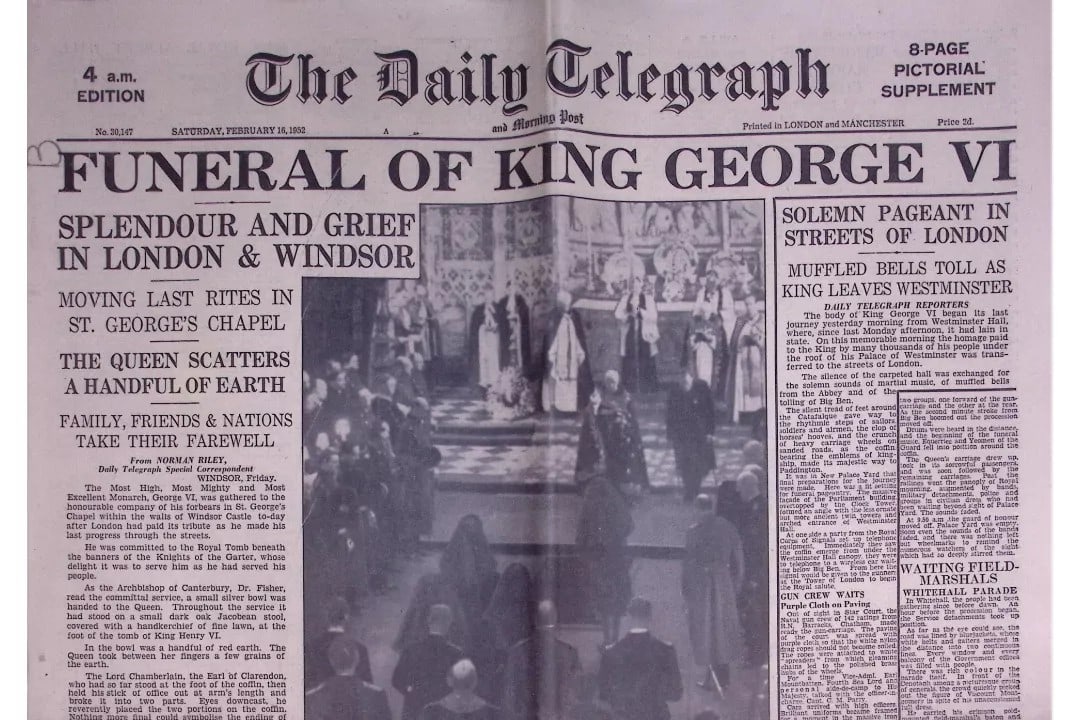 The Funeral of King George VI Original 1952 Daily Telegraph Newspaper-28. (1 of 6)