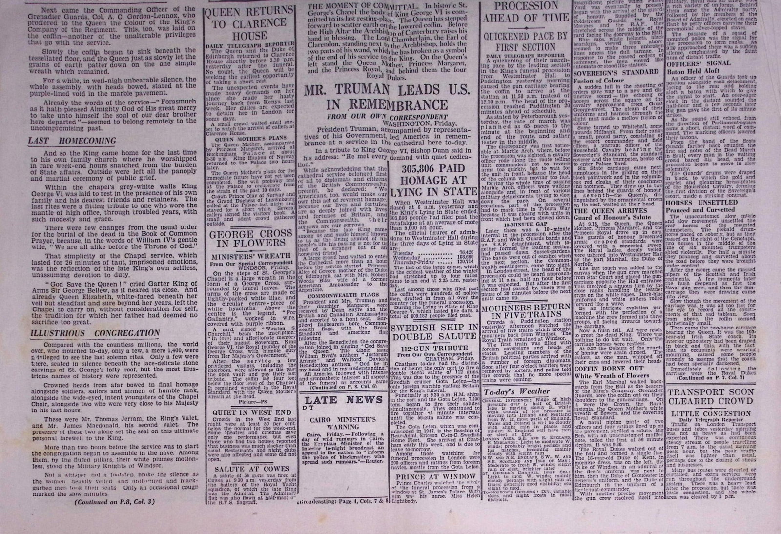 The Funeral of King George VI Original 1952 Daily Telegraph Newspaper-28. - 3