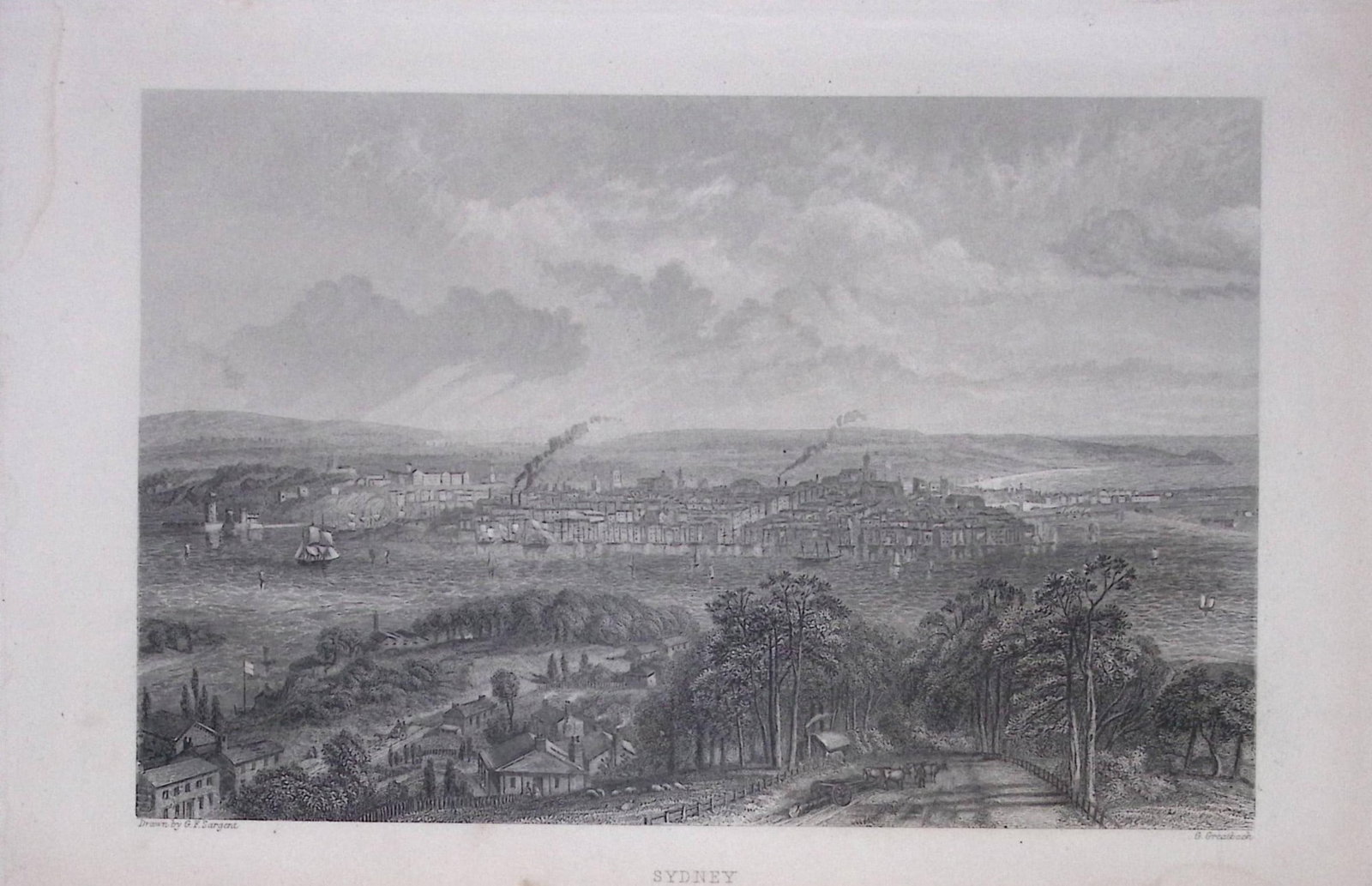 View of Early Sydney Australia Coloured Detailed 155 Years-Old Print-K-TR: Title: View of Early Sydney Australia Coloured Detailed 155 Years-Old Print-K-TR Description: This Antique Print Was Removed from an Edition of. The Gallery of Geography Published in 1872 During the