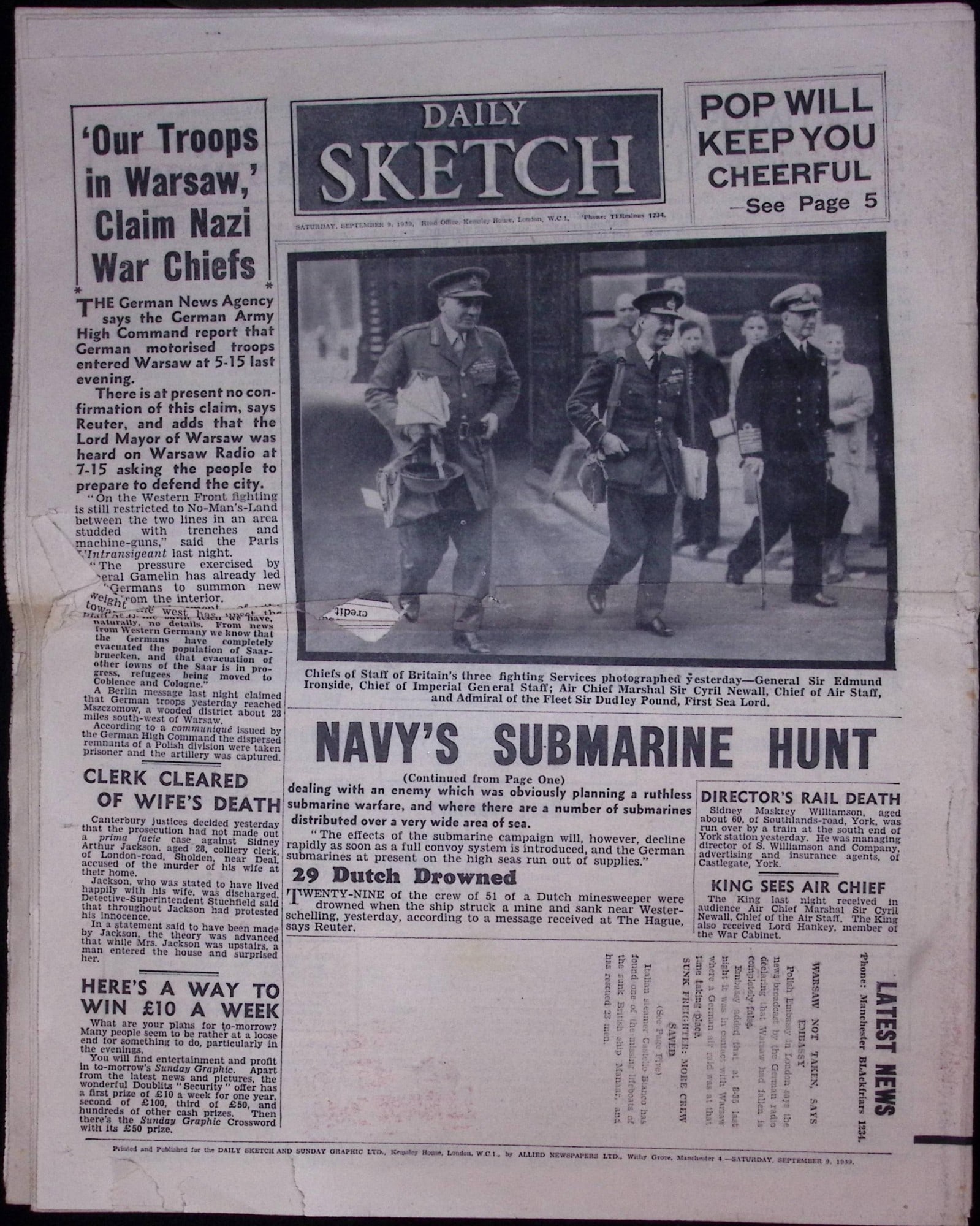 Job-Lot Original 1939 WW2 Newspapers Images & Reports of The War-18. - 10
