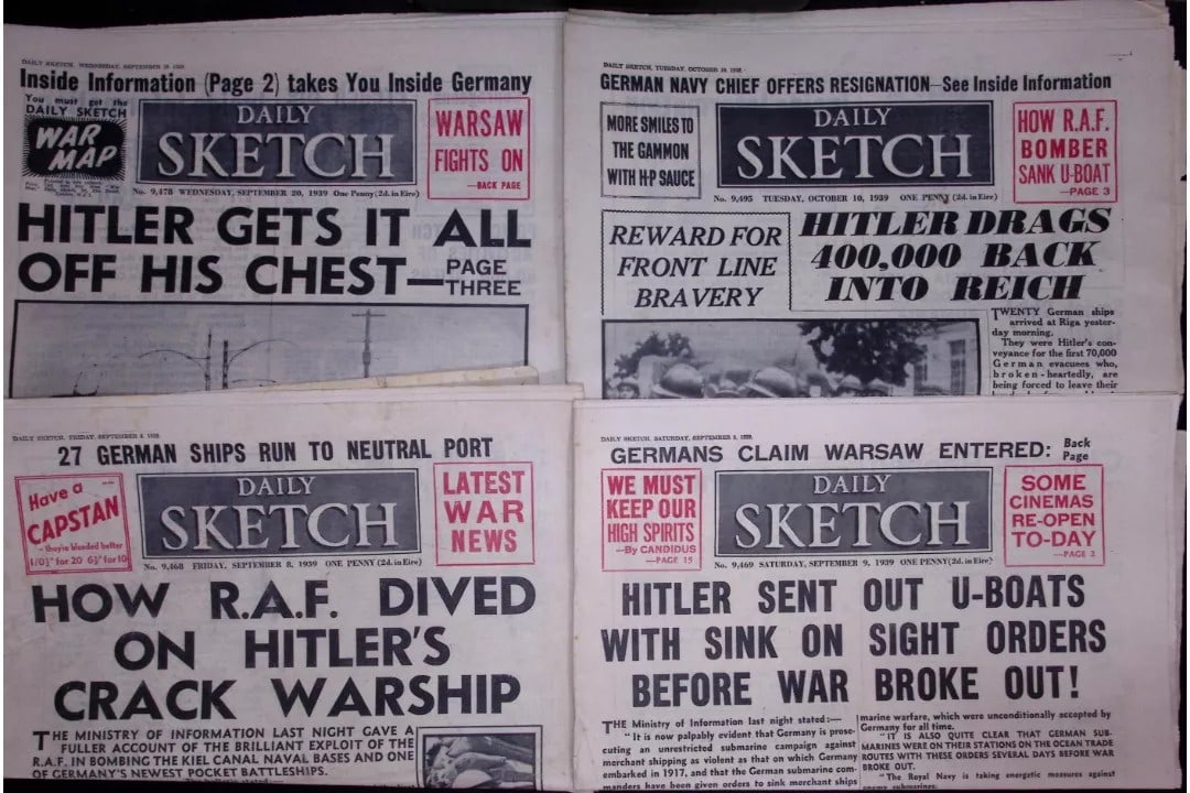 Job-Lot Original 1939 WW2 Newspapers Images & Reports of The War-18. (1 of 14)