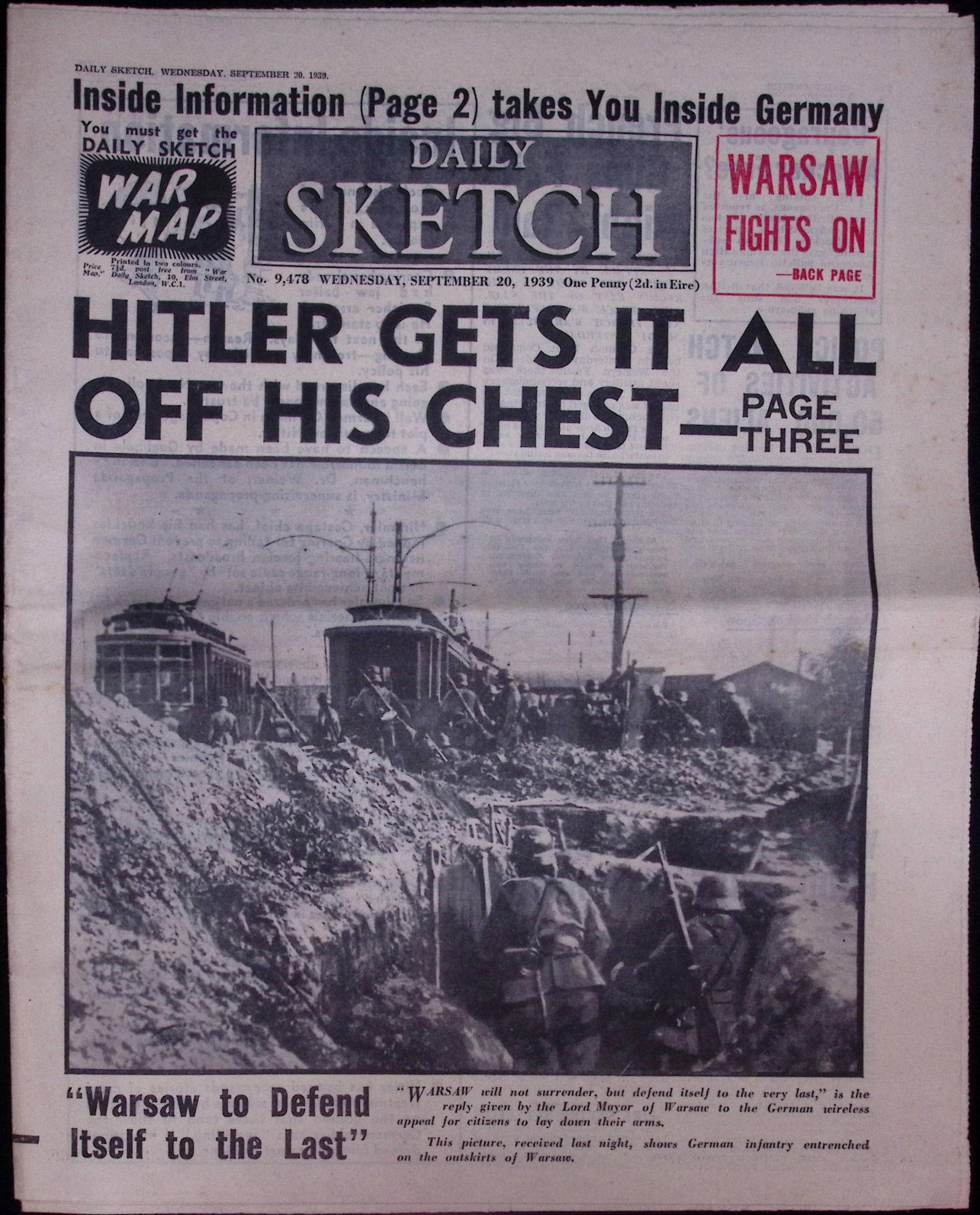 Job-Lot Original 1939 WW2 Newspapers Images & Reports of The War-18. - 2