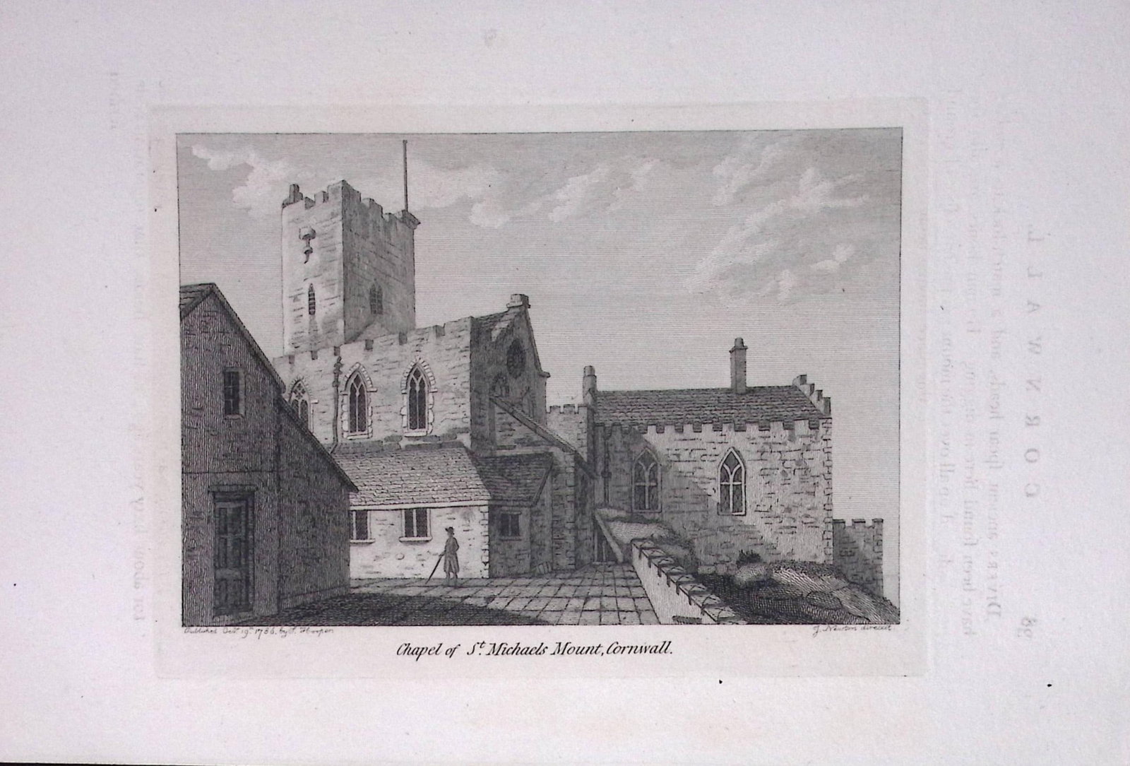 Cornwall St Michael’s Mount Chapel Francis Grose Rare 240 Years-Old Copper Engraving-9: Title: Cornwall St Michael’s Mount Chapel Francis Grose Rare 240 Years-Old Copper Engraving-9 Description: This Antique Book Plates Was Removed from an 8 Volume Edition. Francis Grose's
