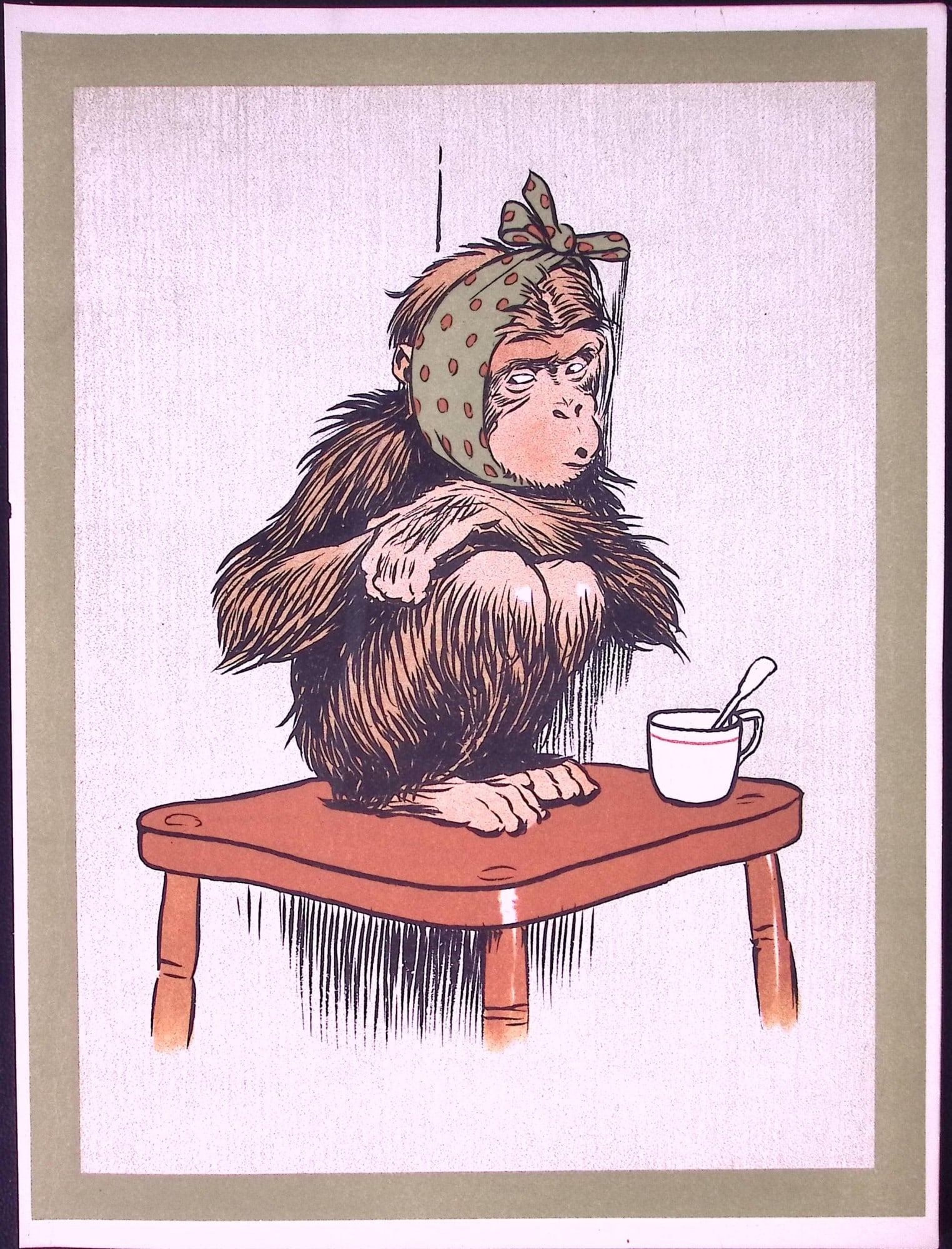 Cecil Aldin Antique Zoo Babies Scarce Illustration “Baby Chimpanzee”-9.: Title: Cecil Aldin Antique Zoo Babies Scarce Illustration “Baby Chimpanzee”-9. Description: This Difficult to Obtain Illustration Has Been Removed from an Original Edition of.