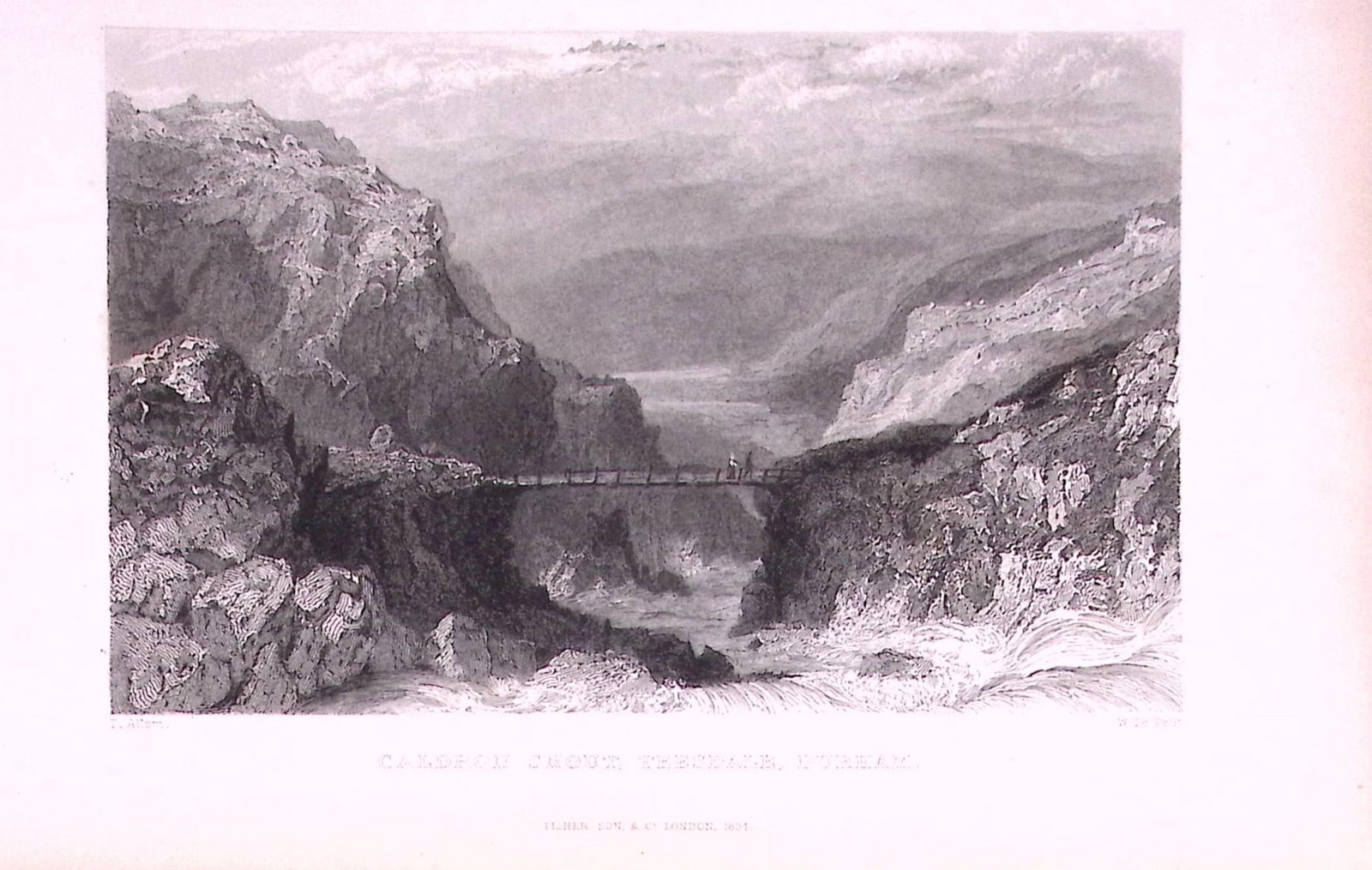 Caldron Shout Teesdale Durham Antique Steel Engraving-27a-TR.: Title: Caldron Shout Teesdale Durham Antique Steel Engraving-27a-TR. Description: Caldron Shout Teesdale Durham Antique Steel Engraving-27a-TR. This Double Image Steel Engraved Print Has Been R