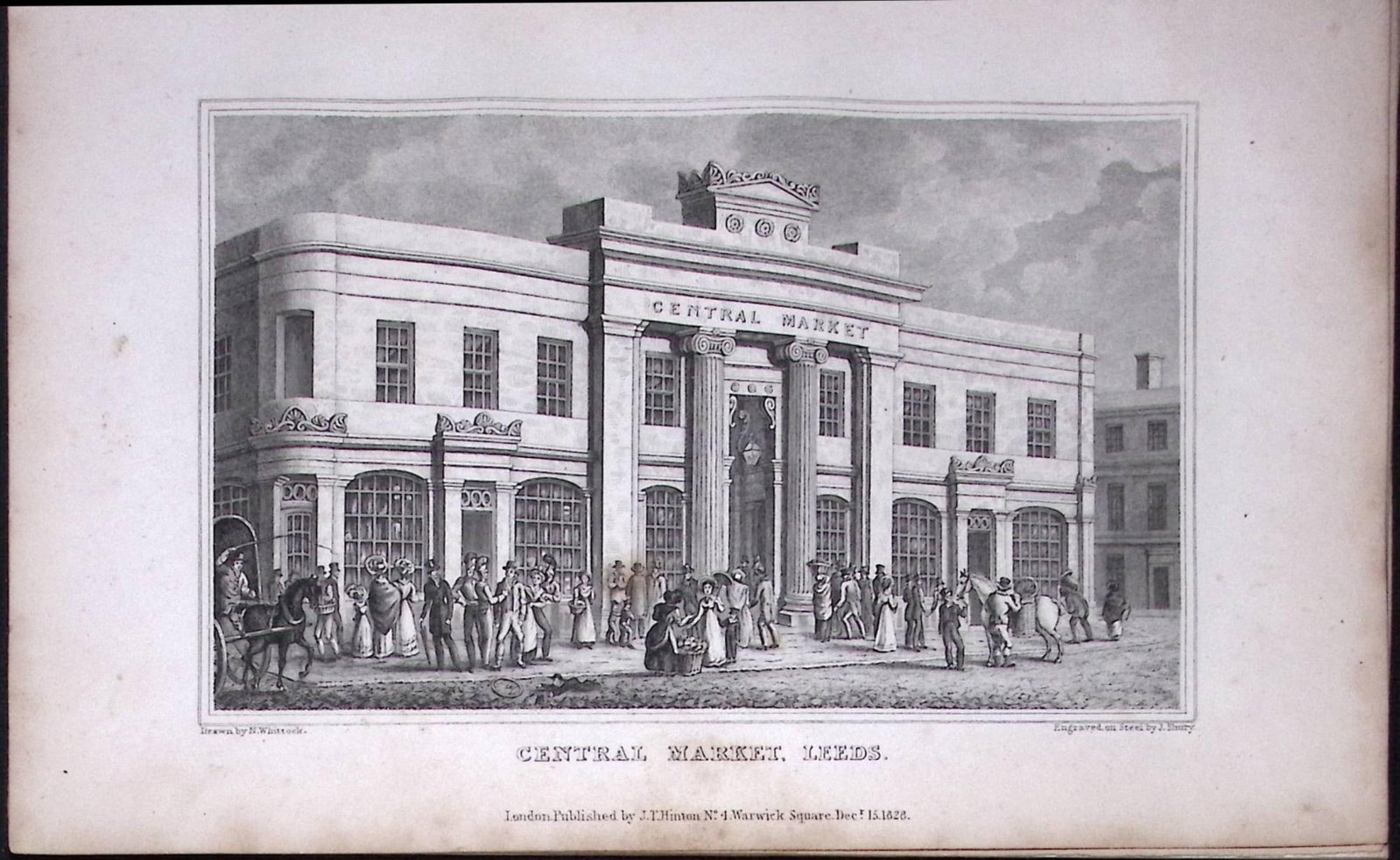 Leeds Central Market Yorkshire 198 Years-Old Thomas Allen Antique Steel Engraving-52: Title: Leeds Central Market Yorkshire 198 Years-Old Thomas Allen Antique Steel Engraving-52 Description: This 198 Years-Old Steel Engraved Plate Has Been Removed from an Antique Edition of. A New and