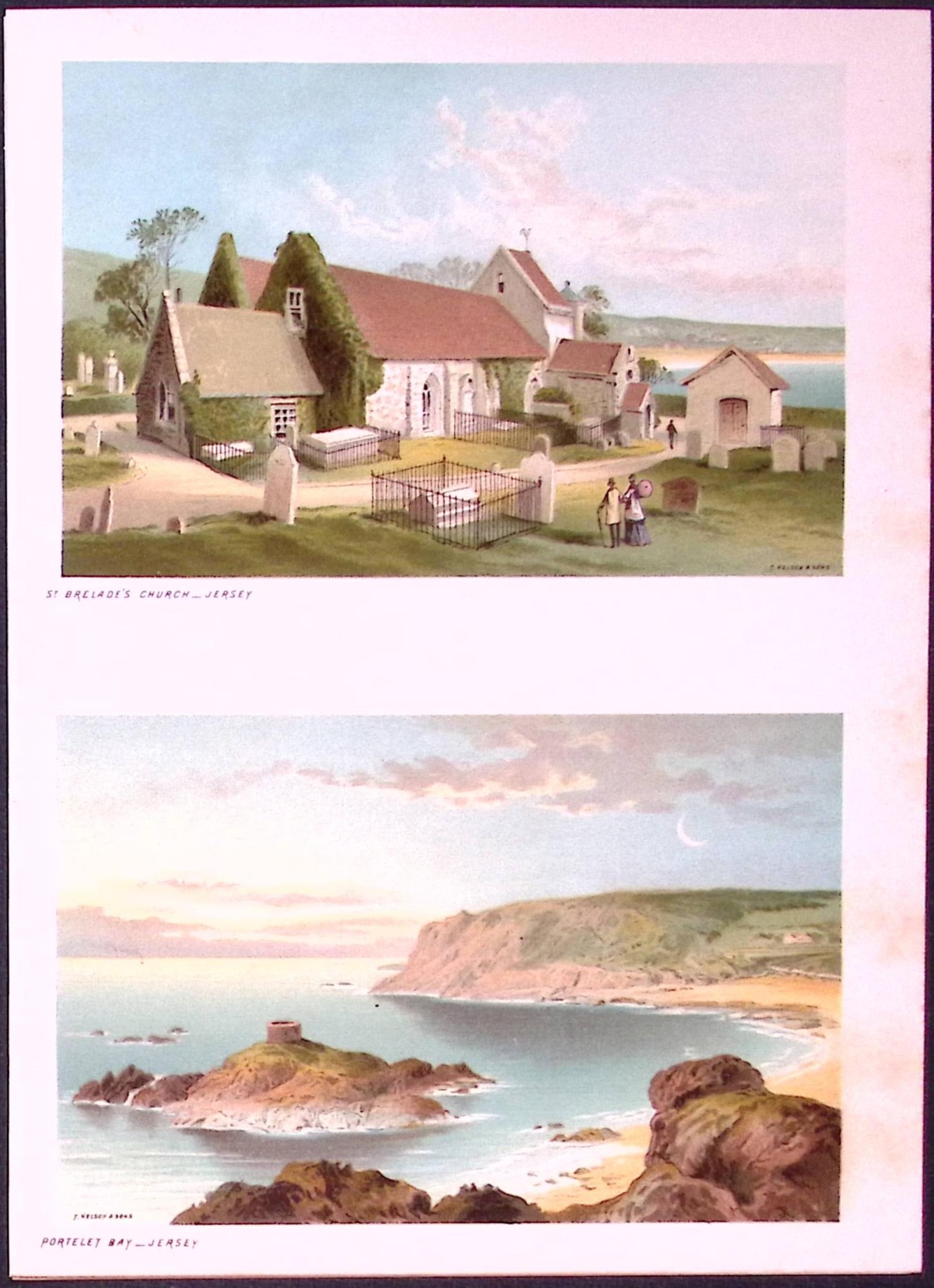 Jersey Portelet Bay & St Brelade’s Church Victorian Antique Double Print-40: Title: Jersey Portelet Bay & St Brelade’s Church Victorian Antique Double Print-40 Description: This Antique Illustration Has Been Removed from a First Edition of. English Scene