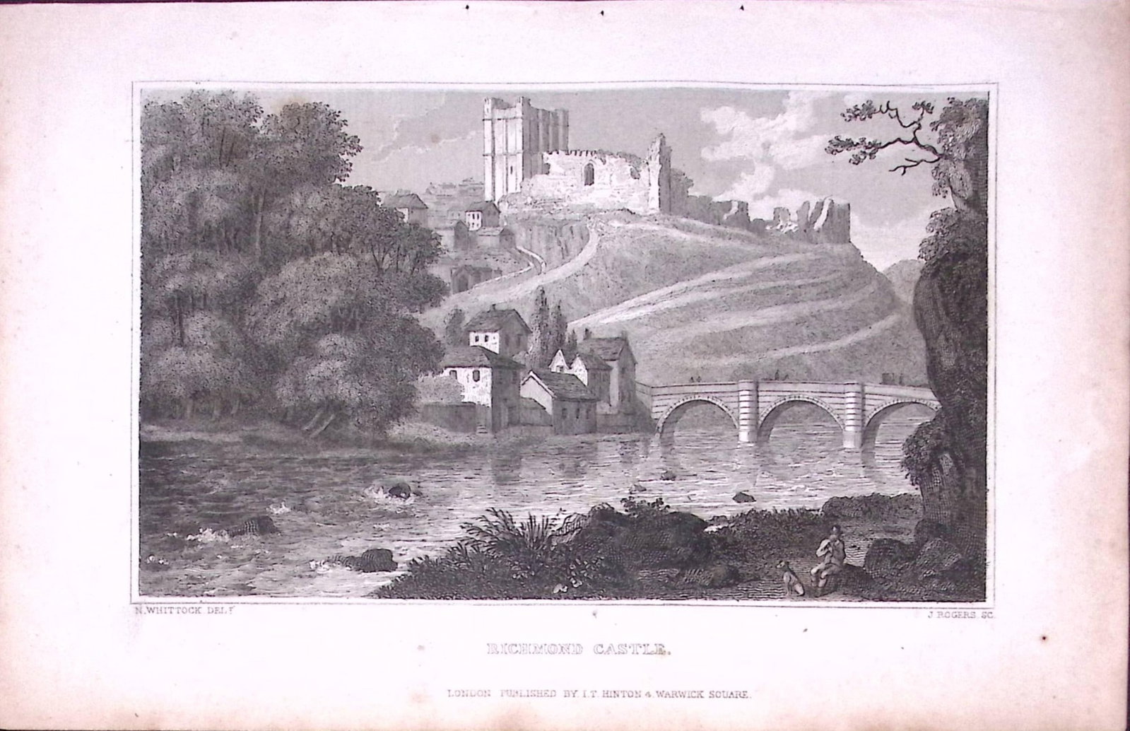 Richmond Castle Yorkshire 198 Years-Old Thomas Allen Antique Steel Engraving-4: Title: Richmond Castle Yorkshire 198 Years-Old Thomas Allen Antique Steel Engraving-4 Description: This 198 Years-Old Steel Engraved Plate Has Been Removed from an Antique Edition of. A New and