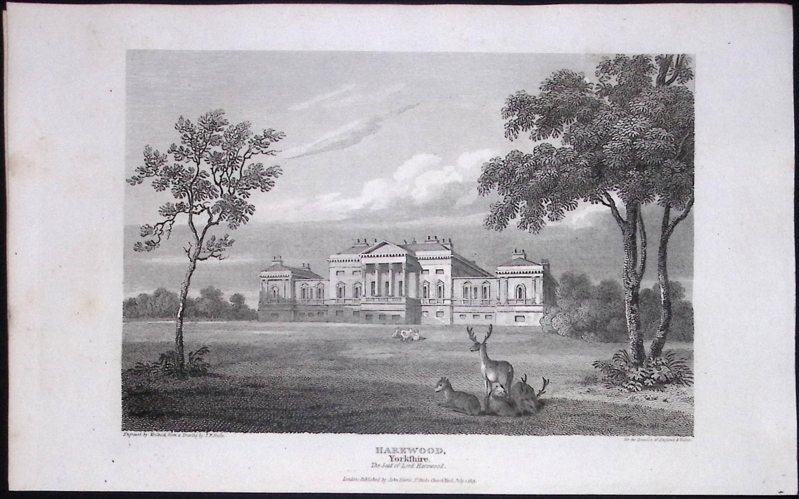 Harewood West Yorkshire Antique 213 Years-Old Steel-Engraving-31: Title: Harewood West Yorkshire Antique 213 Years-Old Steel-Engraving-31 Description: This Yorkshire Georgian Antique Print Was Removed from a First Edition of. The Beauties of England and Wales