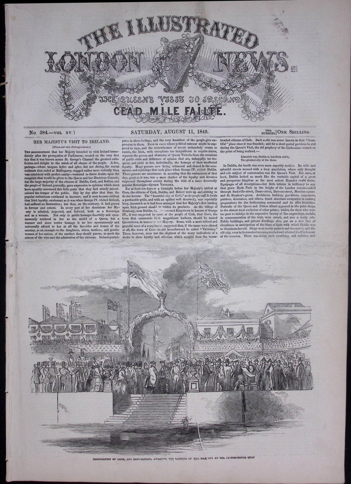 Queen Victoria Royal Tour to Ireland Antique 177-Year-Old Newspaper-4.: Title: Queen Victoria Royal Tour to Ireland Antique 177-Year-Old Newspaper-4. Description: Queen Victoria Royal Tour to Ireland Antique 177-Year-Old Newspaper-4. This is a Complete Antique Edition of