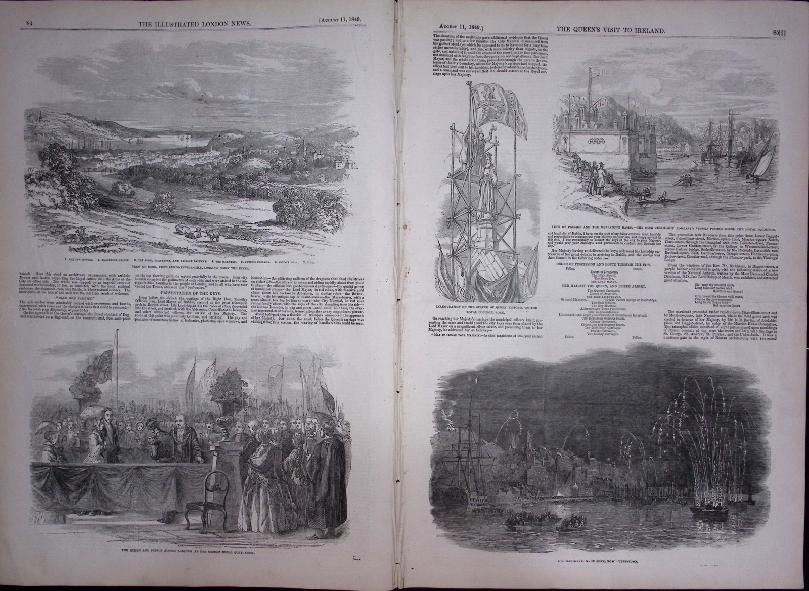 Queen Victoria Royal Tour to Ireland Antique 177-Year-Old Newspaper-4. - 2
