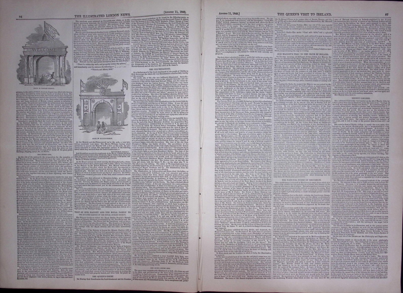 Queen Victoria Royal Tour to Ireland Antique 177-Year-Old Newspaper-4. - 7
