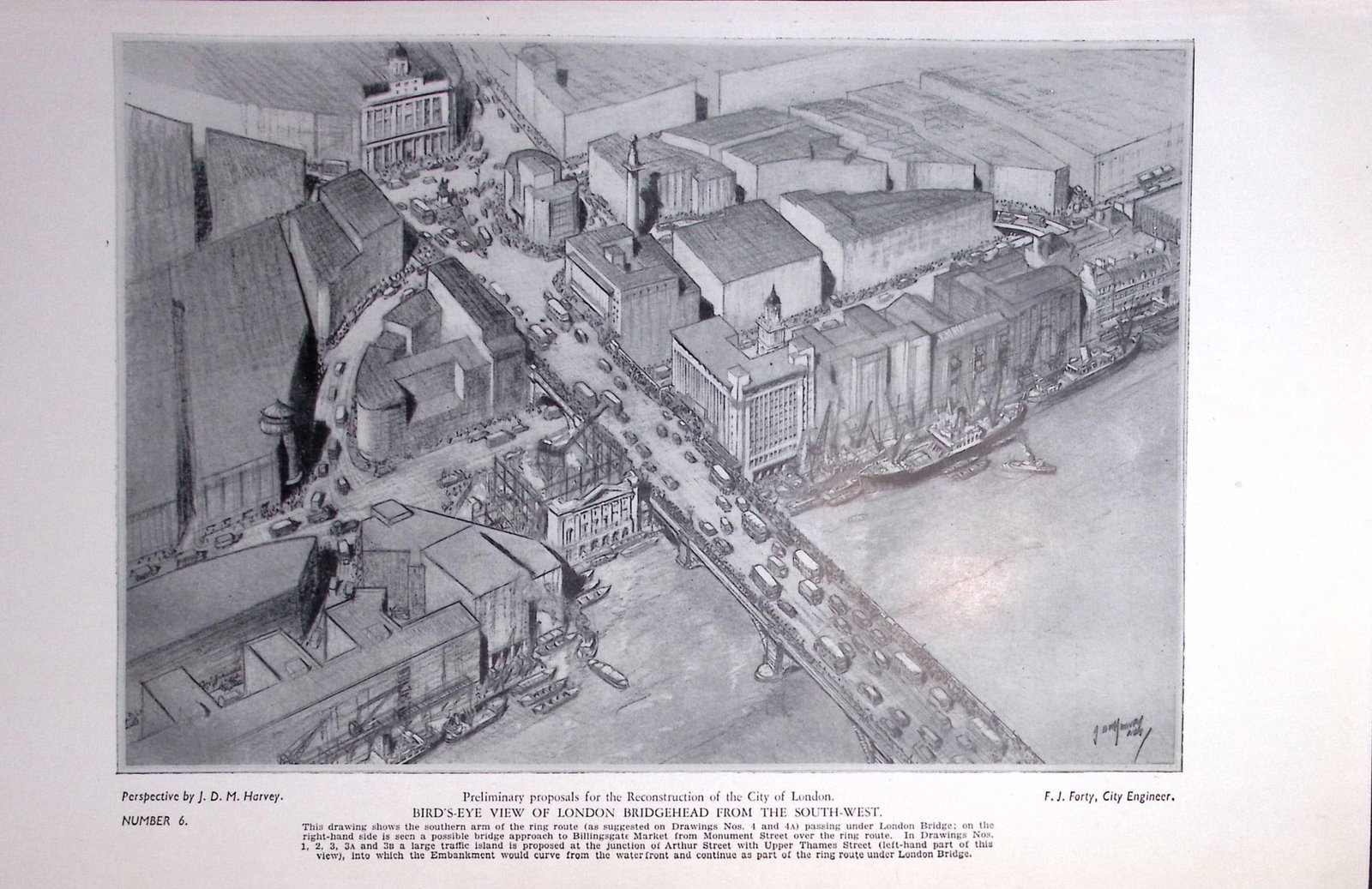 City of London Post-War Reconstruction London Bridge-Head 1944 Map-34. (1 of 2)