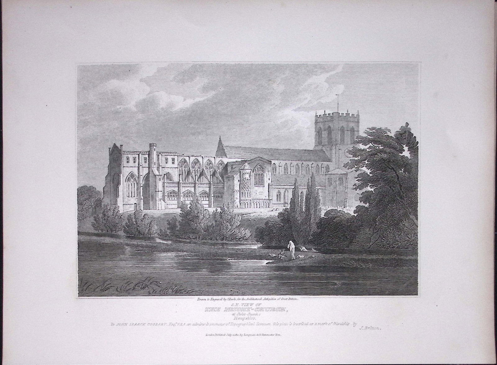 Priory Christ- Church Hampshire 190 Years-Old John Britton Antique Steel Engraving-169: Title: Priory Christ- Church Hampshire 190 Years-Old John Britton Antique Steel Engraving-169 Description: This 191 Years-Old Steel Gilt-Edged Engraved Plate Has Been Removed from an Antique Edition