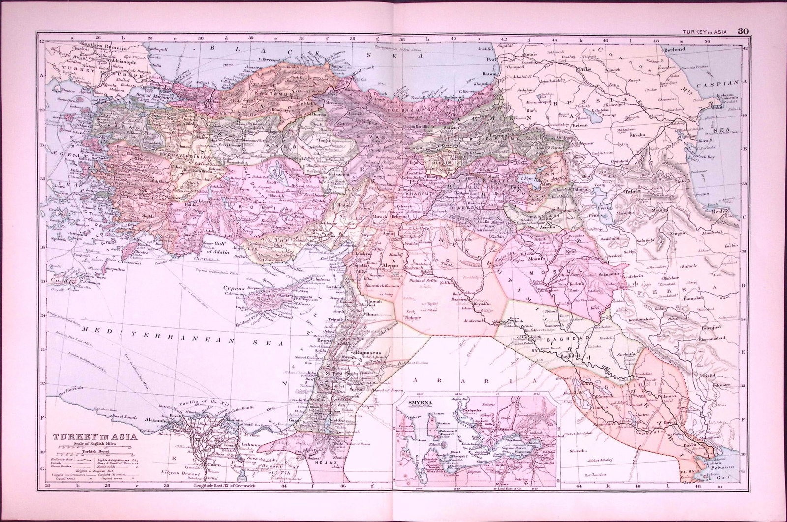 Turkey in Asia 120-Year-Old Large Antique Map by G.W. Bacon-30: Title: Turkey in Asia 120-Year-Old Large Antique Map by G.W. Bacon-30 Description: This Antique Map Has Been Removed from an Edition of. Bacons Popular Atlas of The World. Published In 1906 