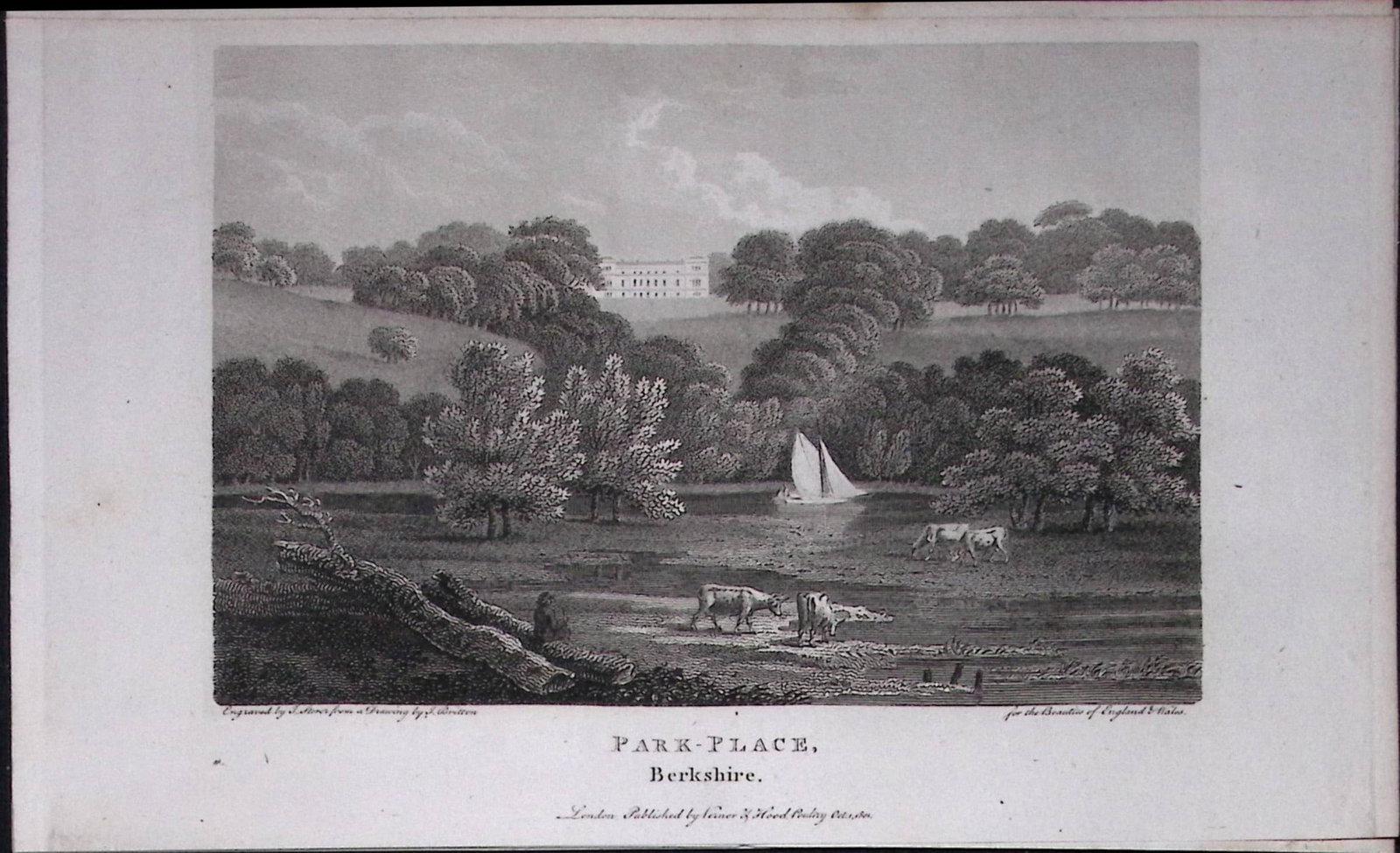 Park Place Berkshire Antique 226 Years-Old Georgian Steel-Engraving-441: Title: Park Place Berkshire Antique 226 Years-Old Georgian Steel-Engraving-441 Description: This Georgian Antique Print Was Removed from a First Edition of. The Beauties of England and Wales An