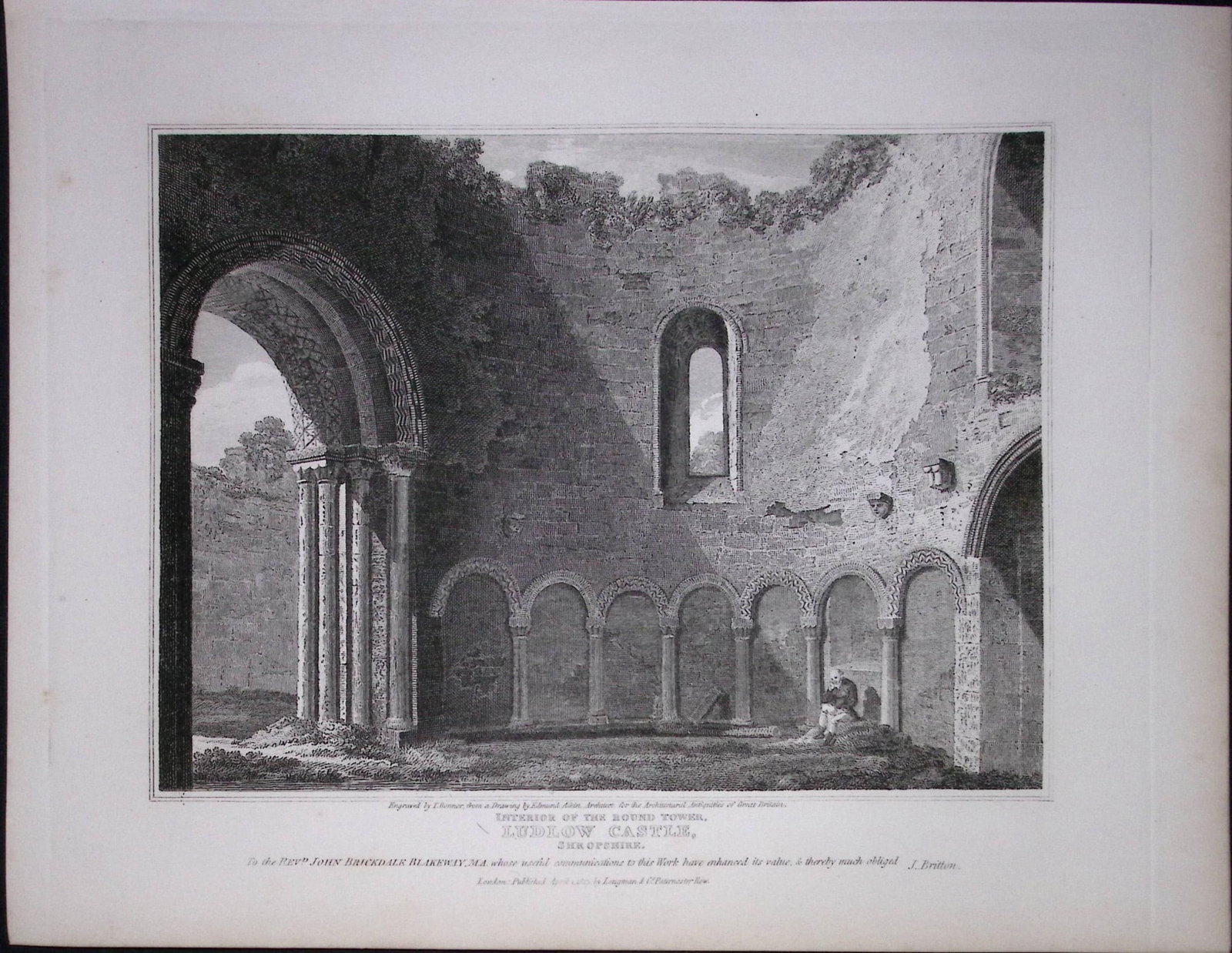Ludlow Castle Shropshire 190 Years-Old Rare John Britton Antique Steel Engraving-101: Title: Ludlow Castle Shropshire 190 Years-Old Rare John Britton Antique Steel Engraving-101 Description: This 191 Years-Old Steel Engraved Plate Has Been Removed from an Antique Edition of. John