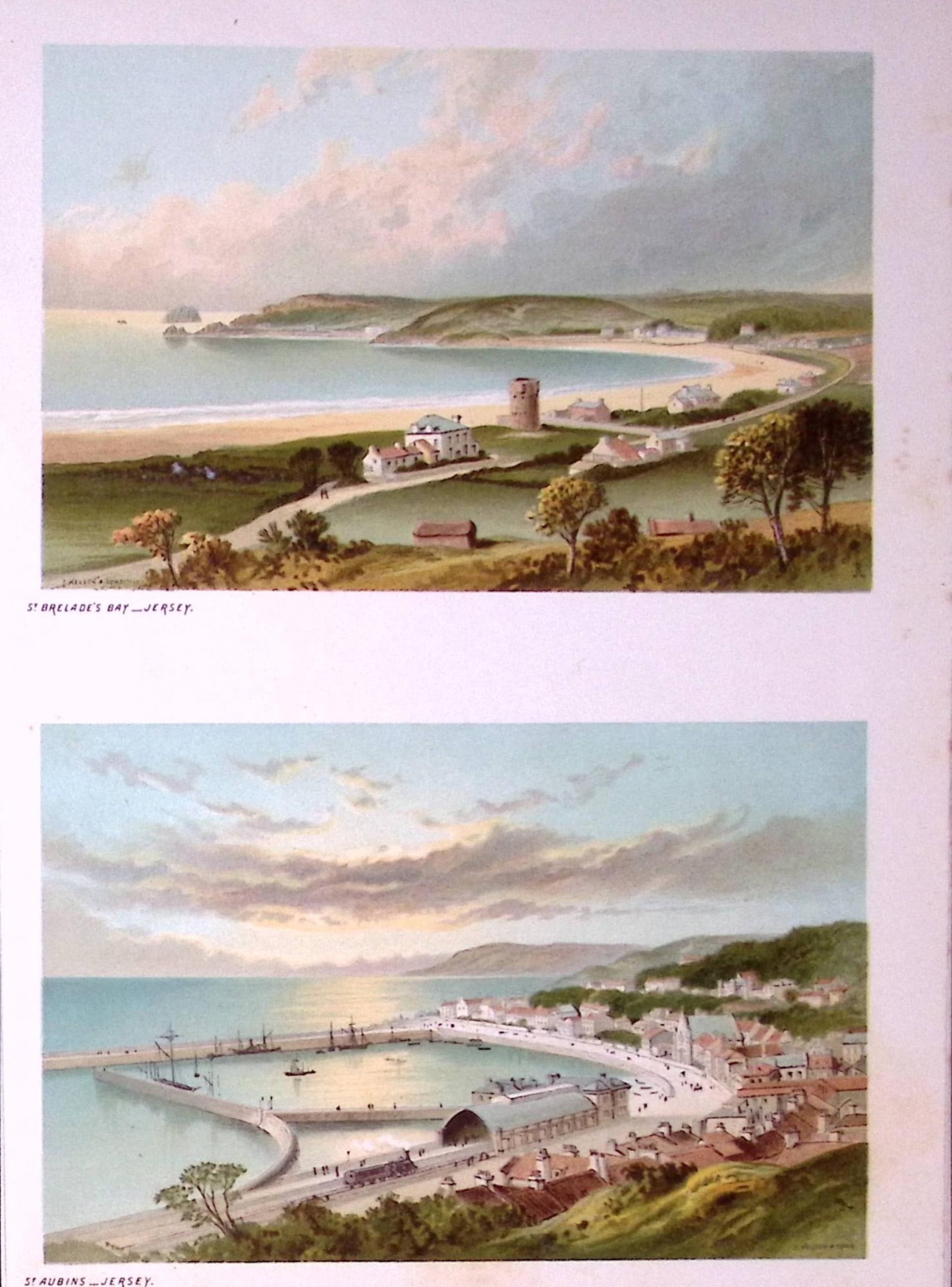 Jersey St Brelade’s Bay & St Aubins Victorian Antique Double Print-46: Title: Jersey St Brelade’s Bay & St Aubins Victorian Antique Double Print-46 Description: This Antique Illustration Has Been Removed from a First Edition of. English Scenery Cities,