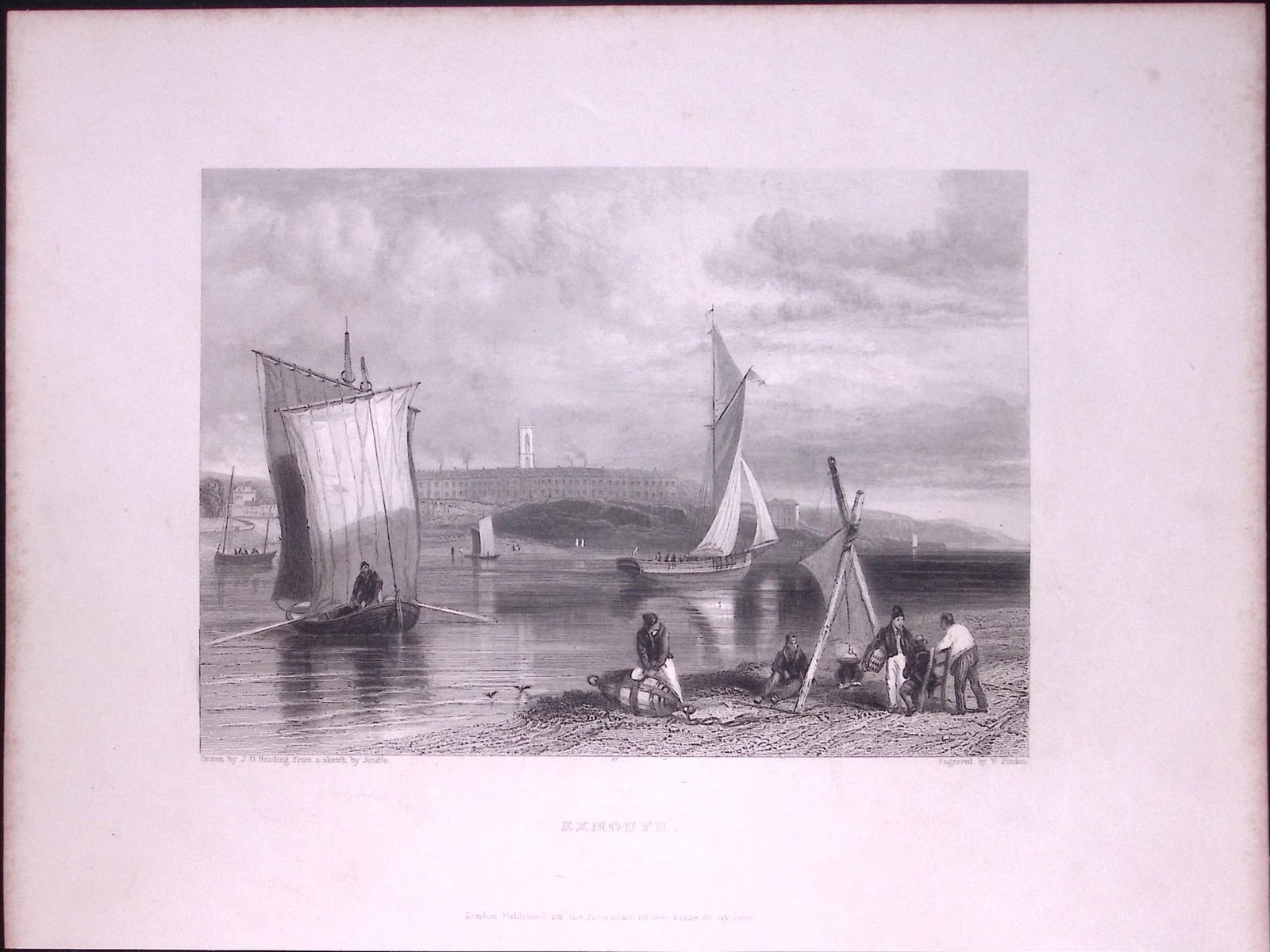 Devon Exmouth Beach WH Bartlett 183 Years-Old Antique Steel Engraving-27: Title: Devon Exmouth Beach WH Bartlett 183 Years-Old Antique Steel Engraving-27 Description: This Steel Engraved Print Has Been Removed from an Antique 1842 Edition of. Finden’s The Ports