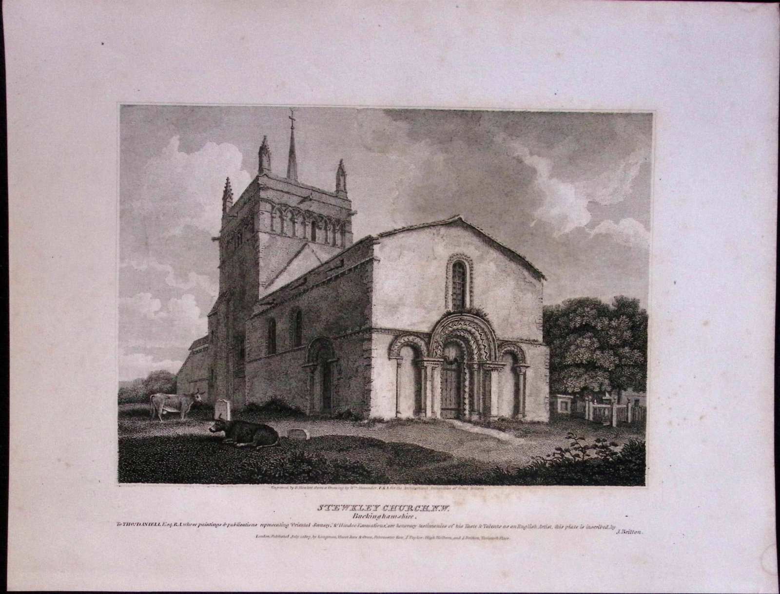 Stewkley Church Bucks 190 Years-Old John Britton Antique Steel Engraving-200: Title: Stewkley Church Bucks 190 Years-Old John Britton Antique Steel Engraving-200 Description: This 191 Years-Old Steel Gilt-Edged Engraved Plate Has Been Removed from an Antique Edition of.