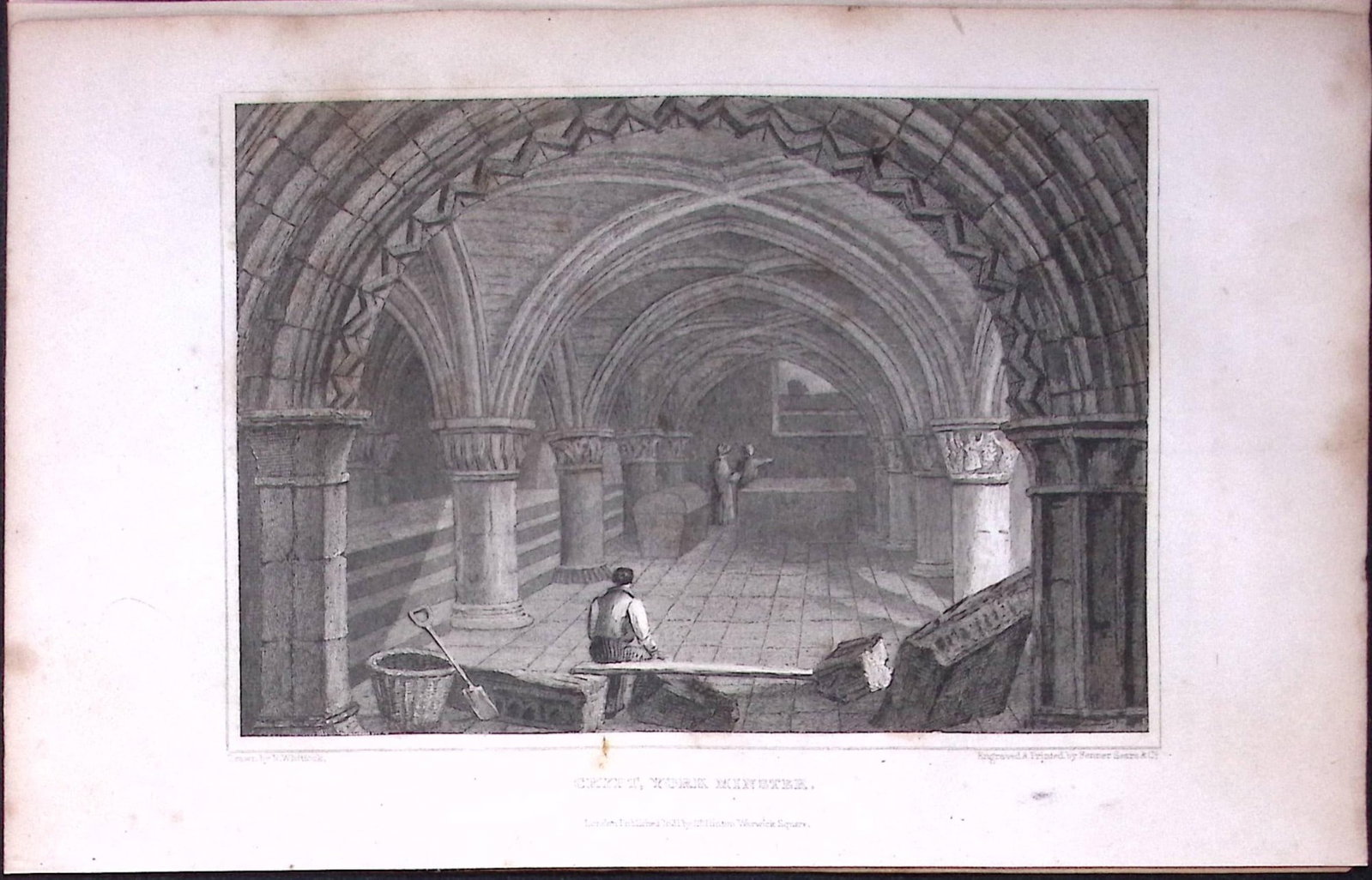 York Minster Crypt Yorkshire 198 Years-Old Thomas Allen Antique Steel Engraving-33: Title: York Minster Crypt Yorkshire 198 Years-Old Thomas Allen Antique Steel Engraving-33 Description: This 198 Years-Old Steel Engraved Plate Has Been Removed from an Antique Edition of. A New and