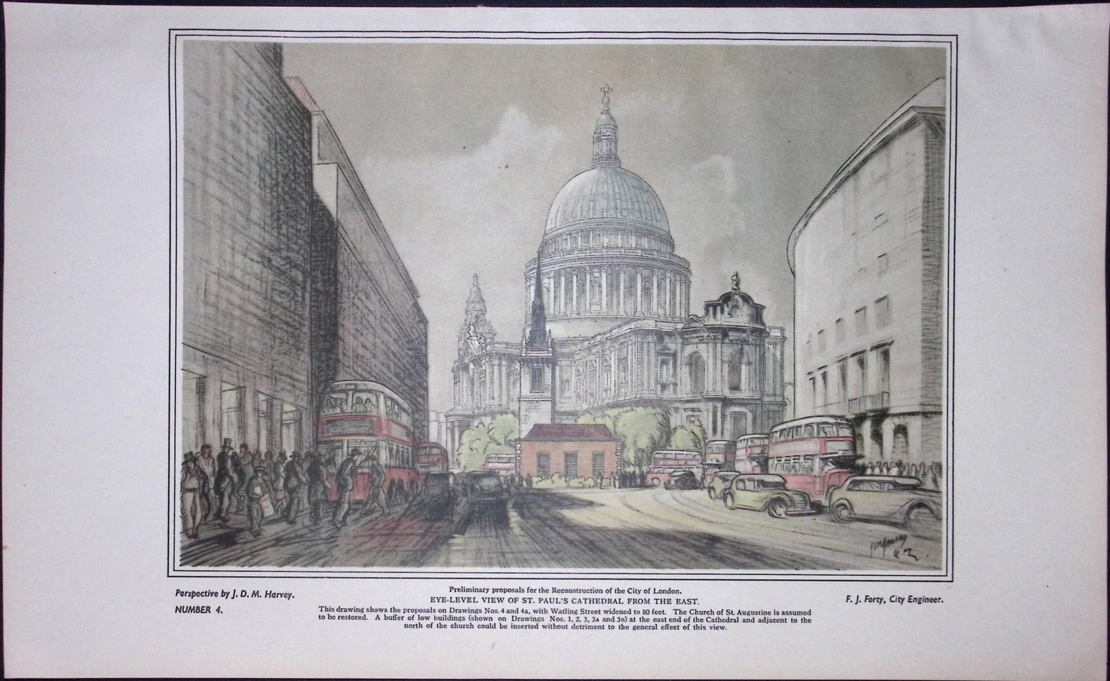 City of London Post-War Reconstruction St Pauls Cathedral 1944 Map-32. (1 of 2)