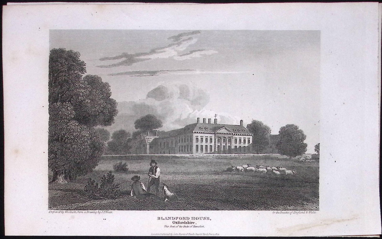 Blandford House Oxfordshire Antique 212 Years-Old Steel-Engraving-59: Title: Blandford House Oxfordshire Antique 212 Years-Old Steel-Engraving-59 Description: This Oxfordshire Georgian Antique Print Was Removed from a First Edition of. The Beauties of England and