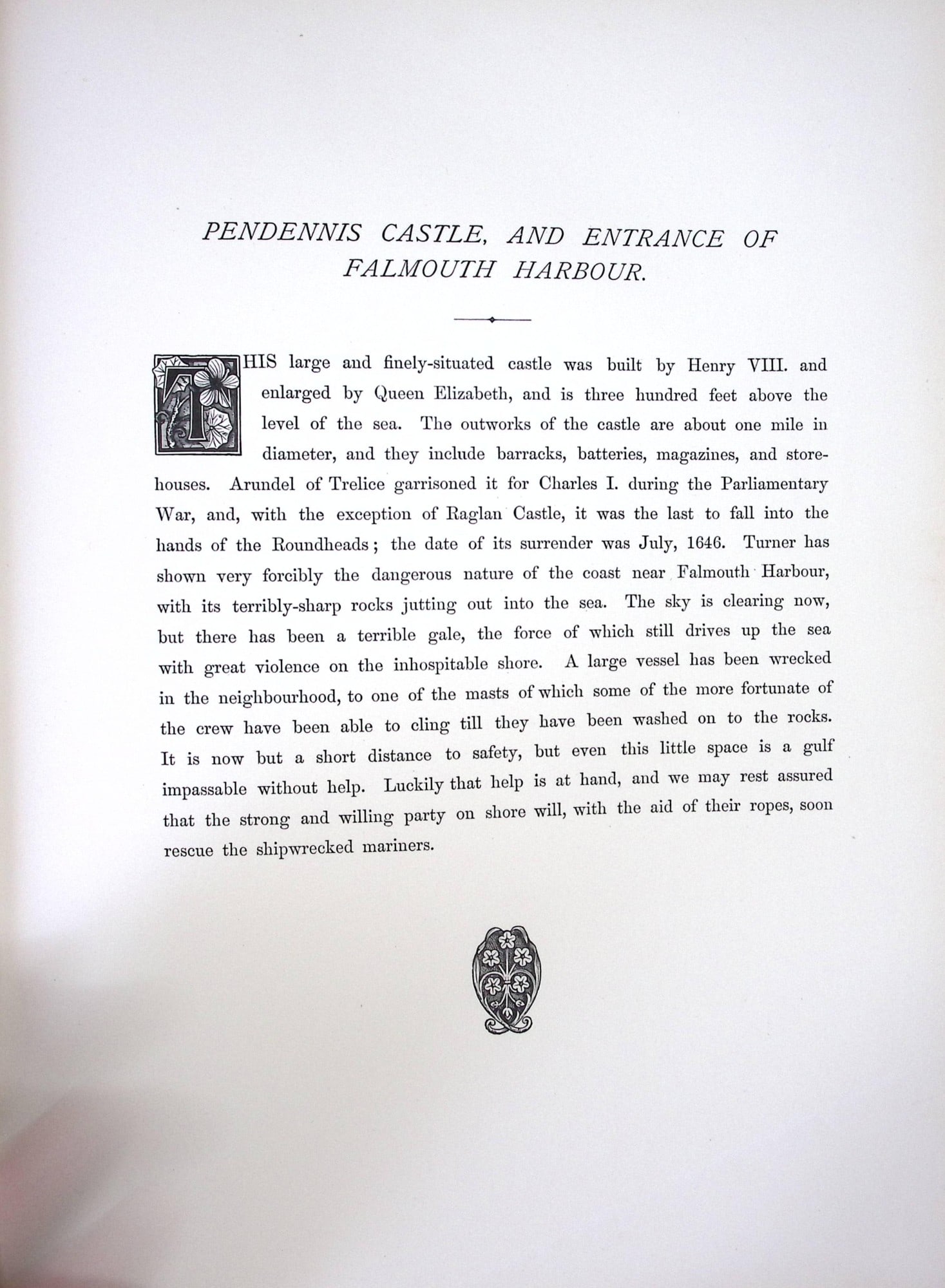 J.M.W Turner Pendennis Castle Falmouth Antique Steel Engraving-110-TR - 2