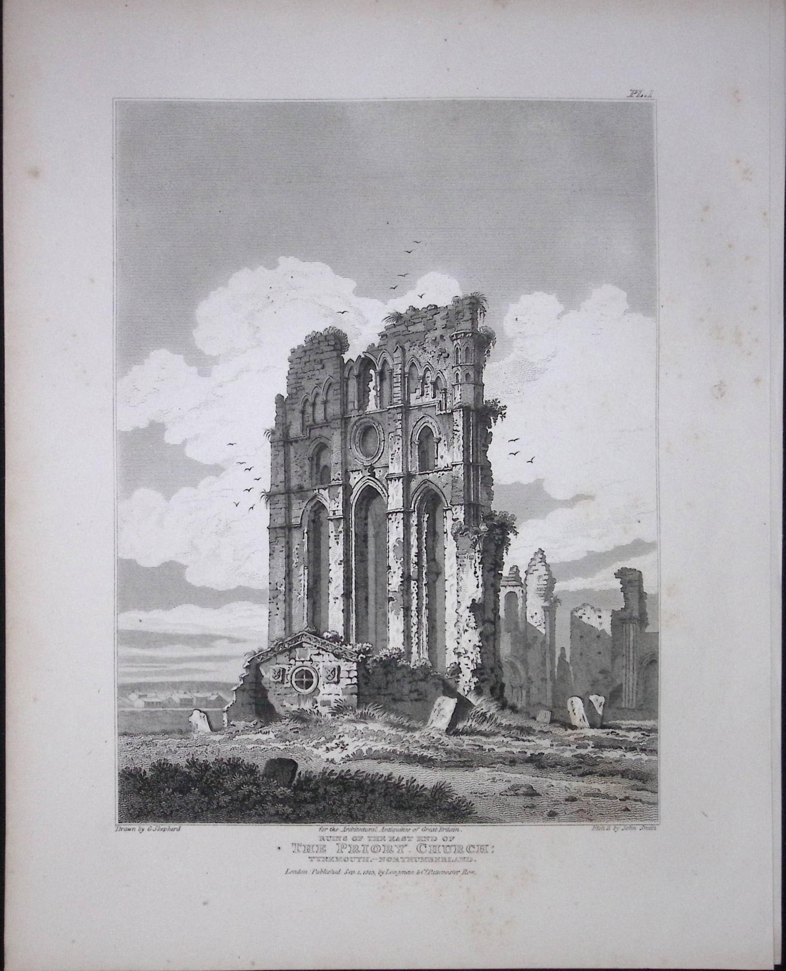 Priory Church Northumberland 190 Years-Old Rare John Britton Antique Steel Engraving-90: Title: Priory Church Northumberland 190 Years-Old Rare John Britton Antique Steel Engraving-90 Description: This 191 Years-Old Steel Gilt-Edged Engraved Plate Has Been Removed from an Antique Editi