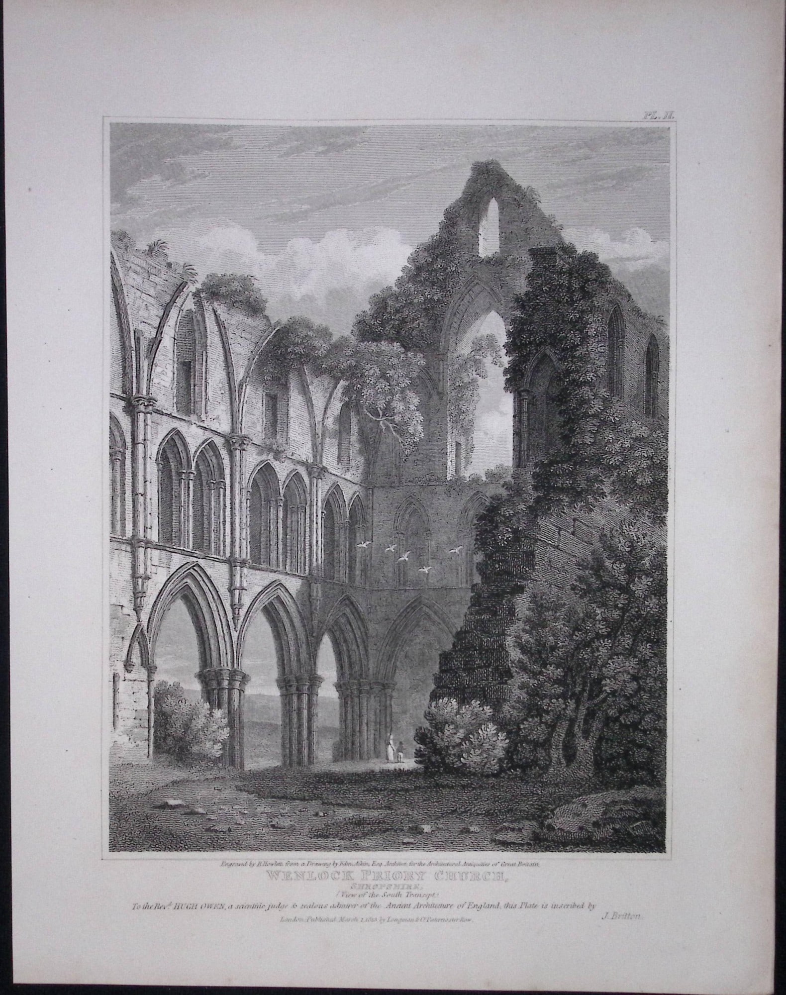 Wenlock Priory Church Shropshire 190 Years-Old Rare John Britton Antique Steel Engraving-75: Title: Wenlock Priory Church Shropshire 190 Years-Old Rare John Britton Antique Steel Engraving-75 Description: This 191 Years-Old Steel Gilt-Edged Engraved Plate Has Been Removed from an Antique E