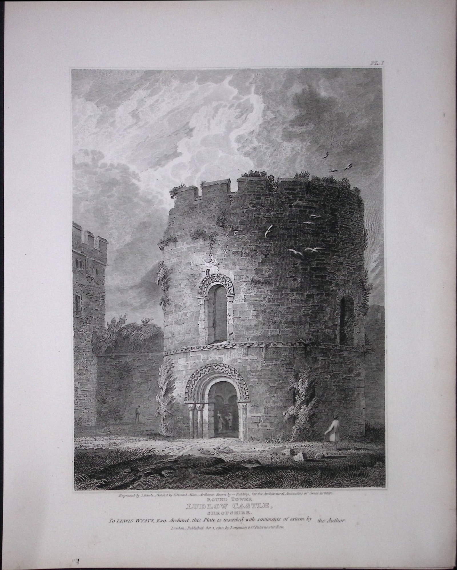 Ludlow Castle Shropshire 190 Years-Old Rare John Britton Antique Steel Engraving-100: Title: Ludlow Castle Shropshire 190 Years-Old Rare John Britton Antique Steel Engraving-100 Description: This 191 Years-Old Steel Engraved Plate Has Been Removed from an Antique Edition of. Joh