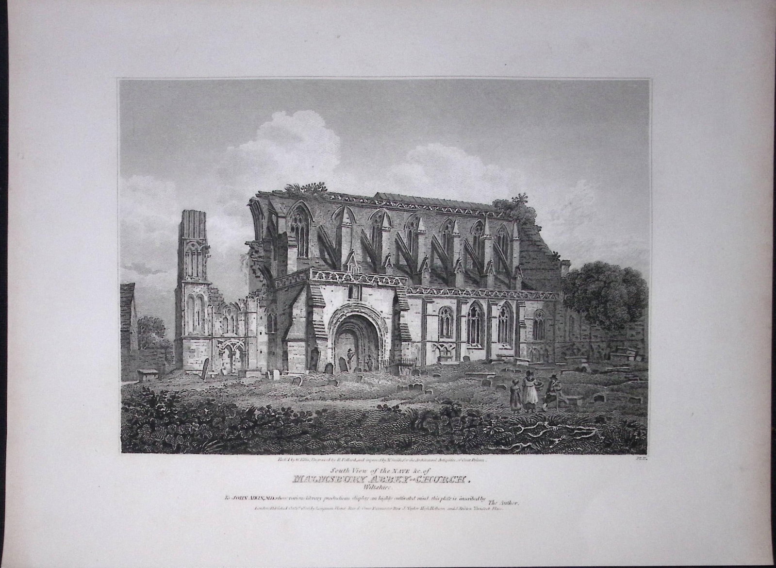 Malmsbury Church-Wiltshire 190 Years-Old Rare John Britton Antique Steel Engraving-44: Title: Malmsbury Church-Wiltshire 190 Years-Old Rare John Britton Antique Steel Engraving-44 Description: This 191 Years-Old Steel Engraved Plate Has Been Removed from an Antique Edition of. J