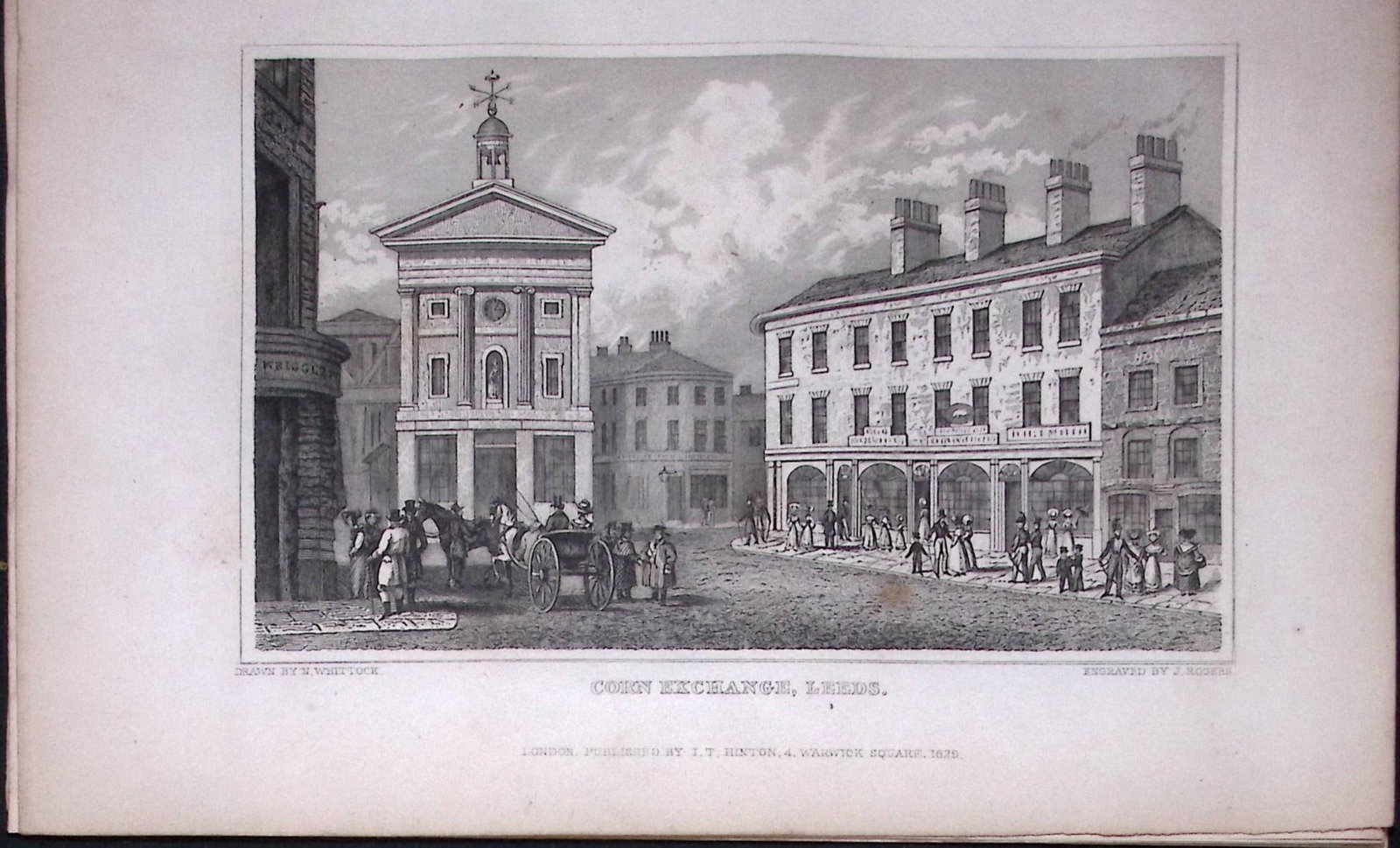 Leeds Corn Exchange Yorkshire 198 Years-Old Thomas Allen Antique Steel Engraving-51: Title: Leeds Corn Exchange Yorkshire 198 Years-Old Thomas Allen Antique Steel Engraving-51 Description: This 198 Years-Old Steel Engraved Plate Has Been Removed from an Antique Edition of. A New and