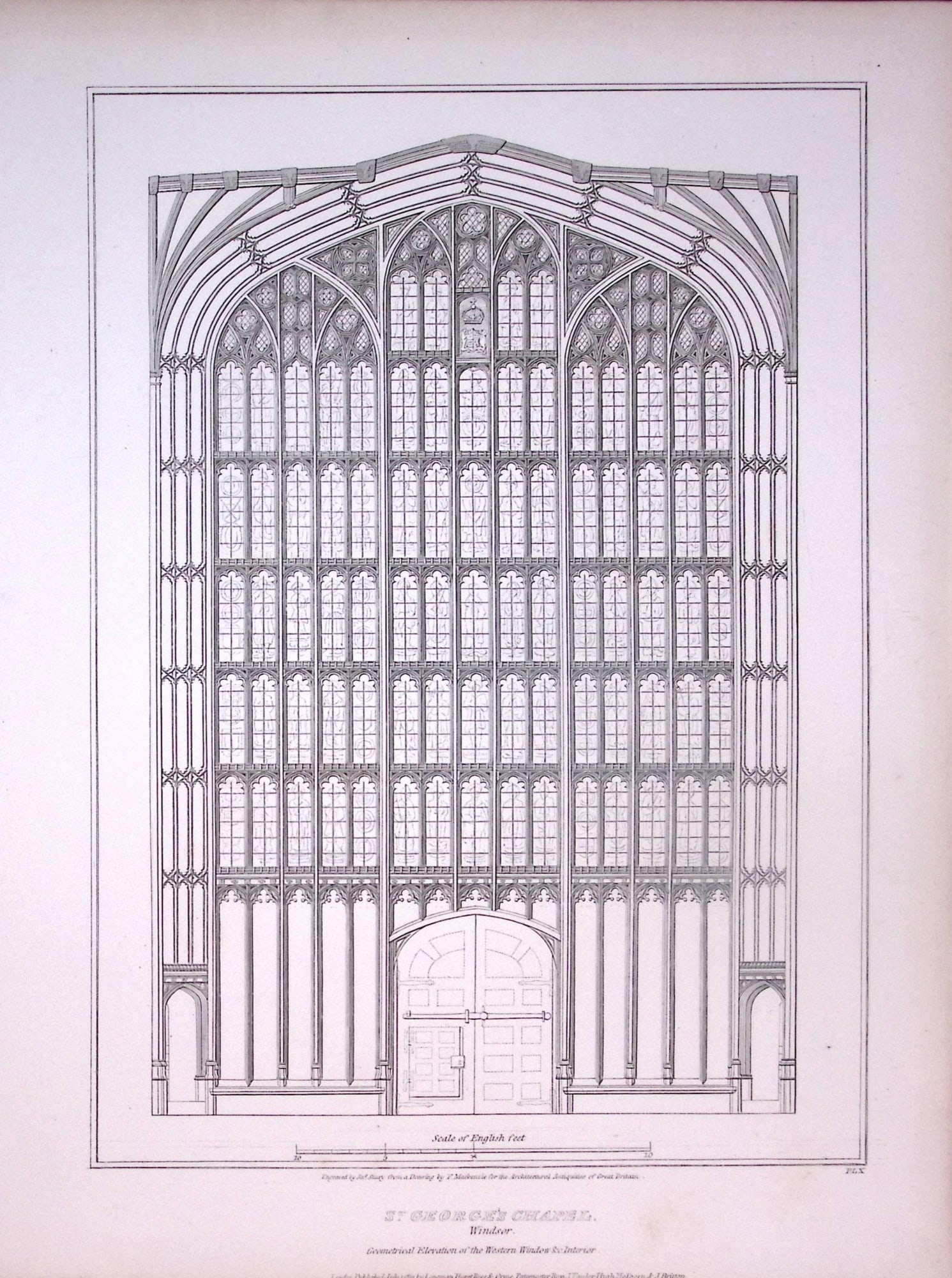 St Georges Chapel Windsor Castle 190 Years-Old John Britton Antique Steel Engraving-320.: Title: St Georges Chapel Windsor Castle 190 Years-Old John Britton Antique Steel Engraving-320. Description: This 191 Years-Old Steel Gilt-Edged Engraved Plate Has Been Removed from an Antique
