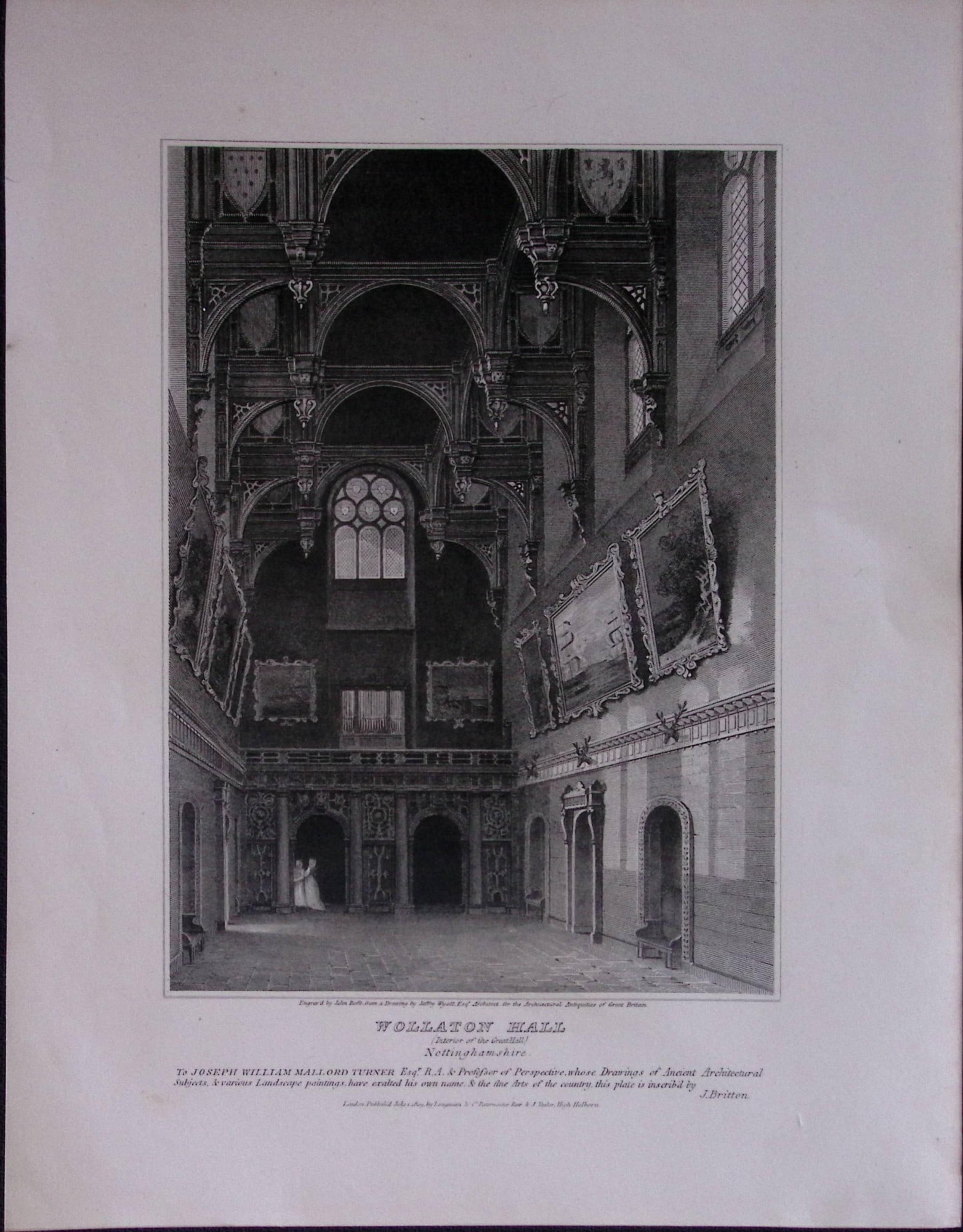 Wollaton Hall Nottingham 190 Years-Old John Britton Antique Steel Engraving-211: Title: Wollaton Hall Nottingham 190 Years-Old John Britton Antique Steel Engraving-211 Description: This 191 Years-Old Steel Gilt-Edged Engraved Plate Has Been Removed from an Antique Edition of.