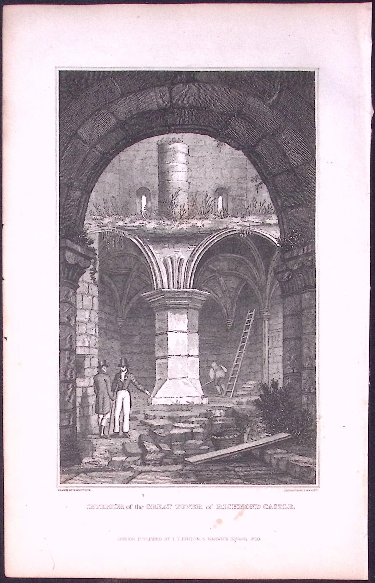 Richmond Castle Yorkshire 198 Years-Old Thomas Allen Antique Steel Engraving-3: Title: Richmond Castle Yorkshire 198 Years-Old Thomas Allen Antique Steel Engraving-3 Description: This 198 Years-Old Steel Engraved Plate Has Been Removed from an Antique Edition of. A New and
