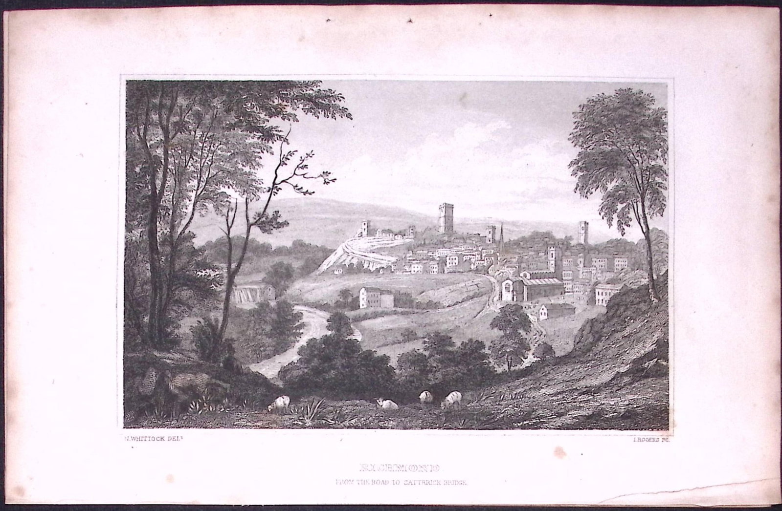 View of Richmond Yorkshire 198 Years-Old Thomas Allen Antique Steel Engraving-5: Title: View of Richmond Yorkshire 198 Years-Old Thomas Allen Antique Steel Engraving-5 Description: This 198 Years-Old Steel Engraved Plate Has Been Removed from an Antique Edition of. A New and